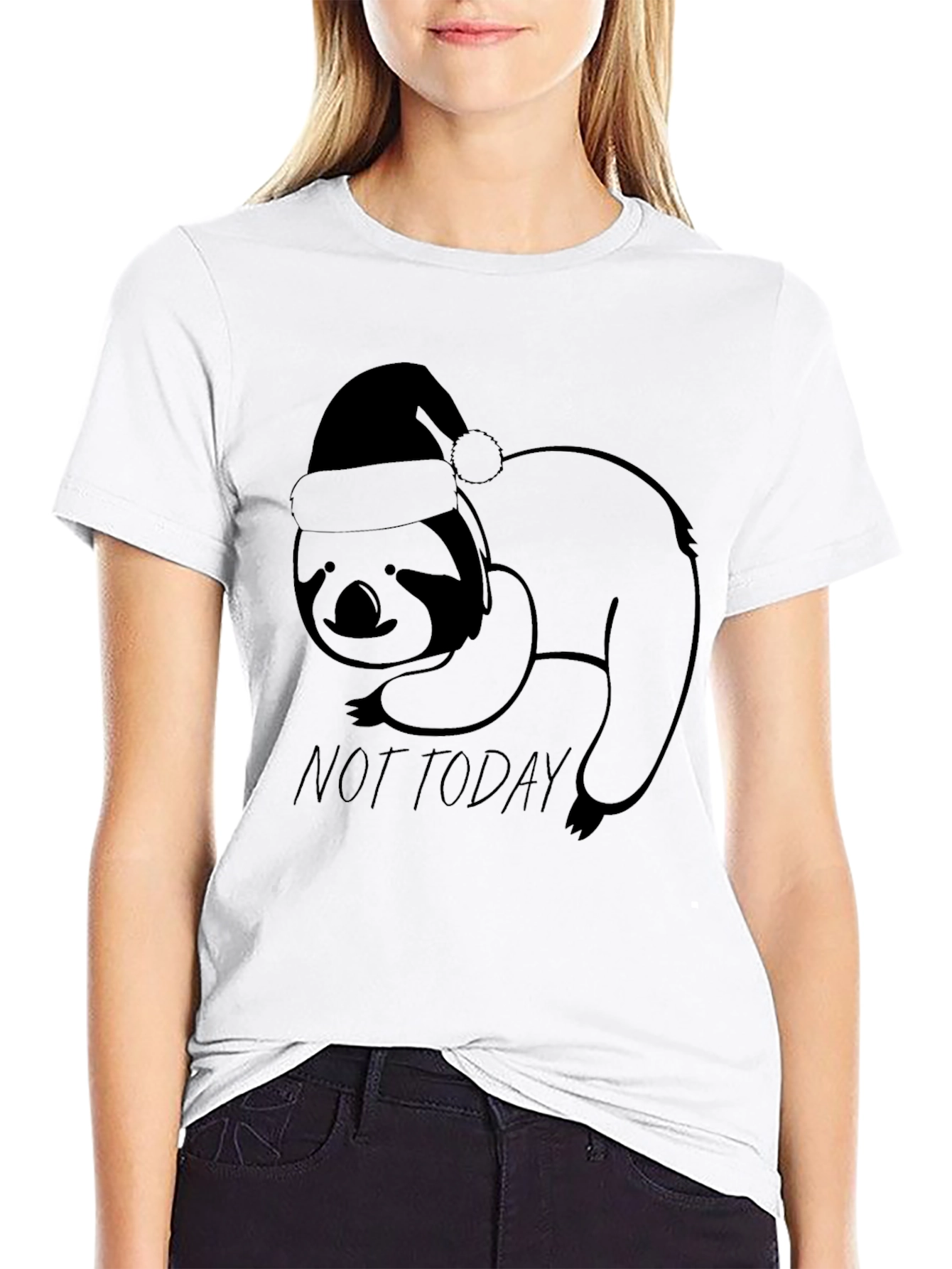 Not Today Sloth Santa Hat T-Shirt
