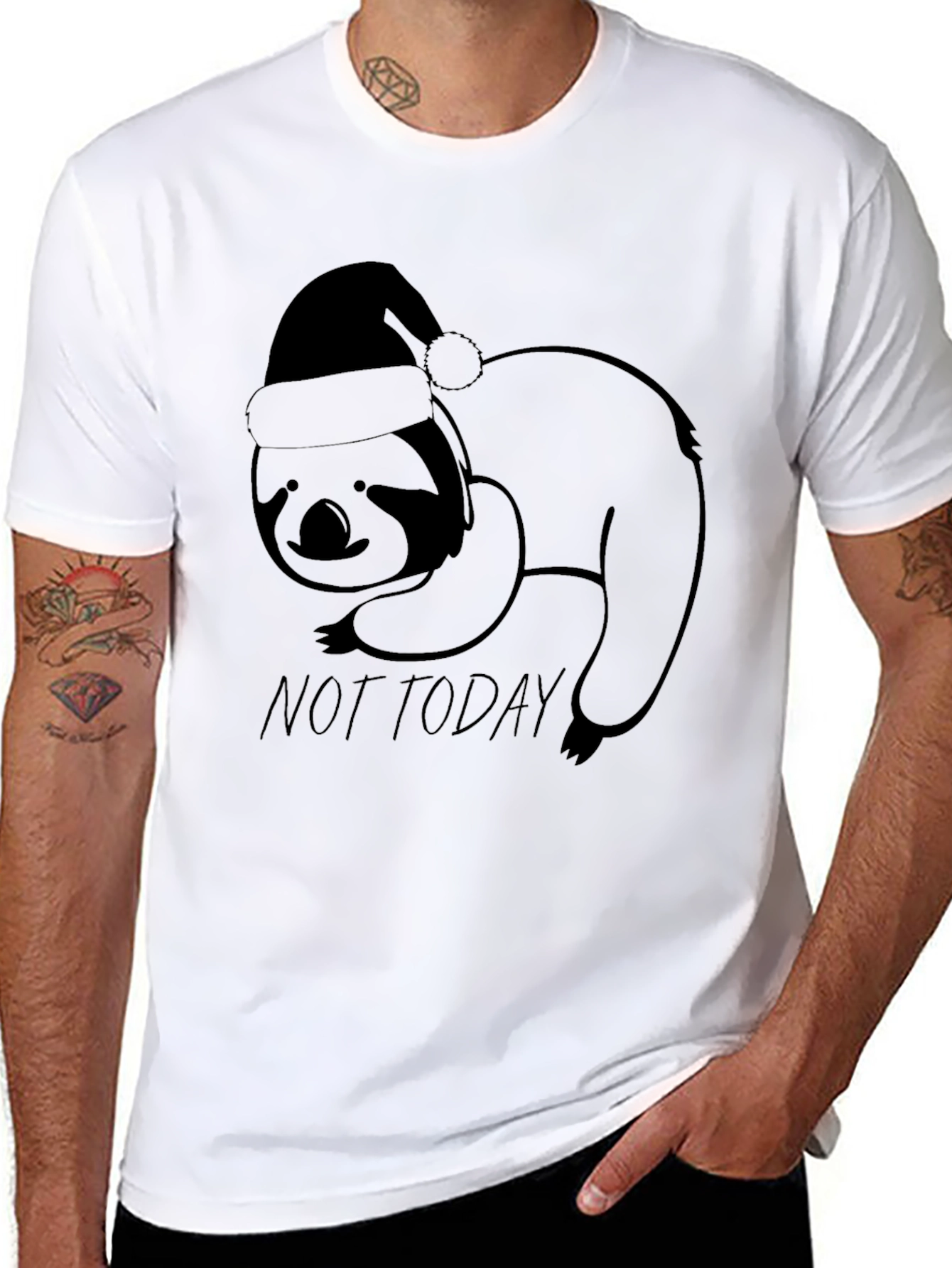 Not Today Sloth Santa Hat T-Shirt