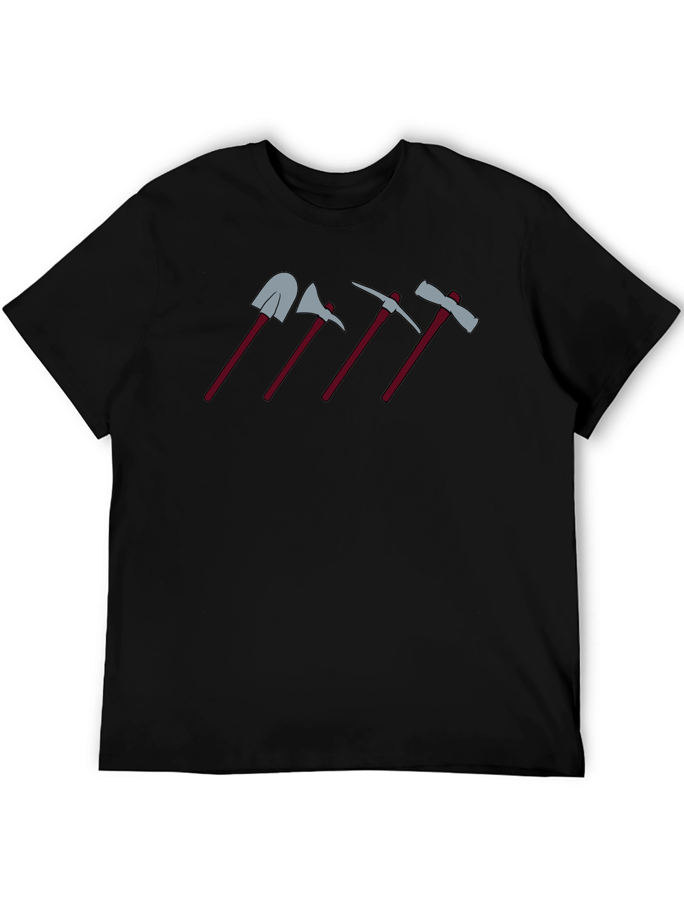 Cartoon Tools Graphic Tee - Shovel Axe Pickaxe Hatchet