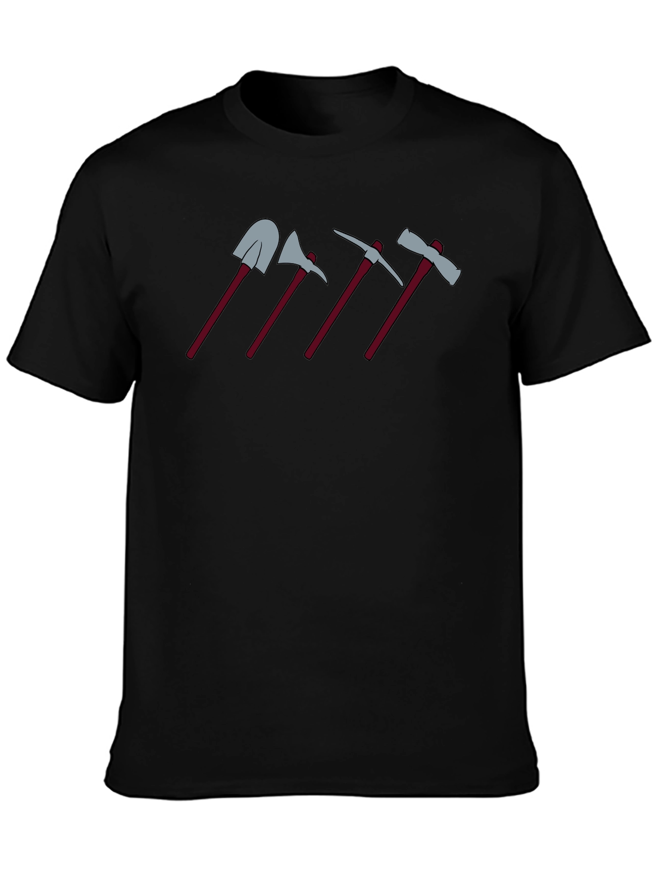 Cartoon Tools Graphic Tee - Shovel Axe Pickaxe Hatchet