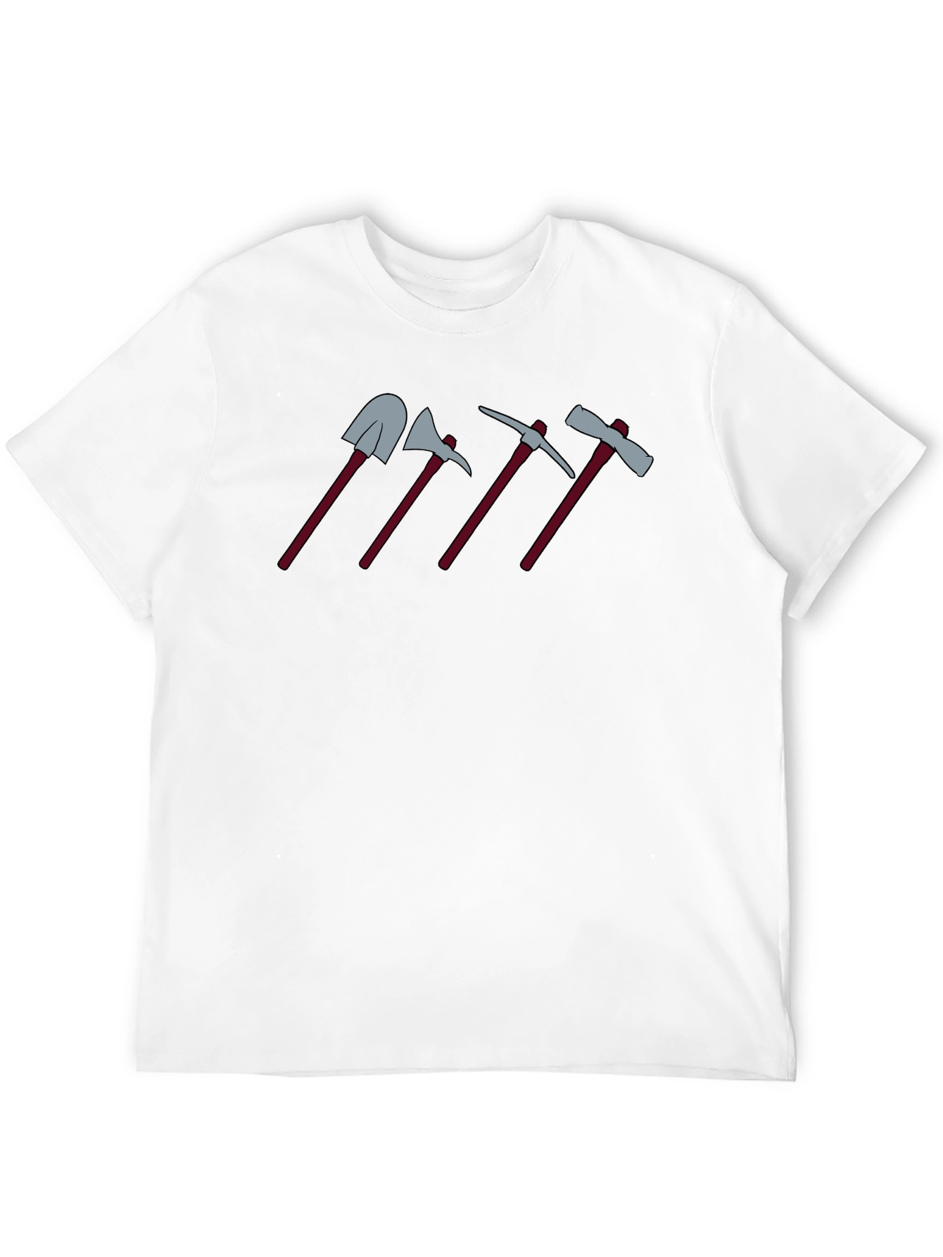 Cartoon Tools Graphic Tee - Shovel Axe Pickaxe Hatchet