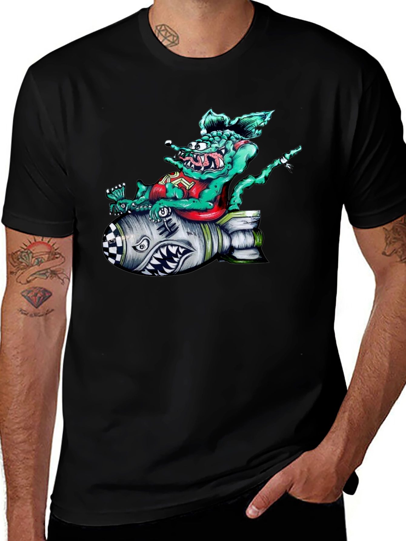Rat Fink Bomb Graphic T-Shirt - Black