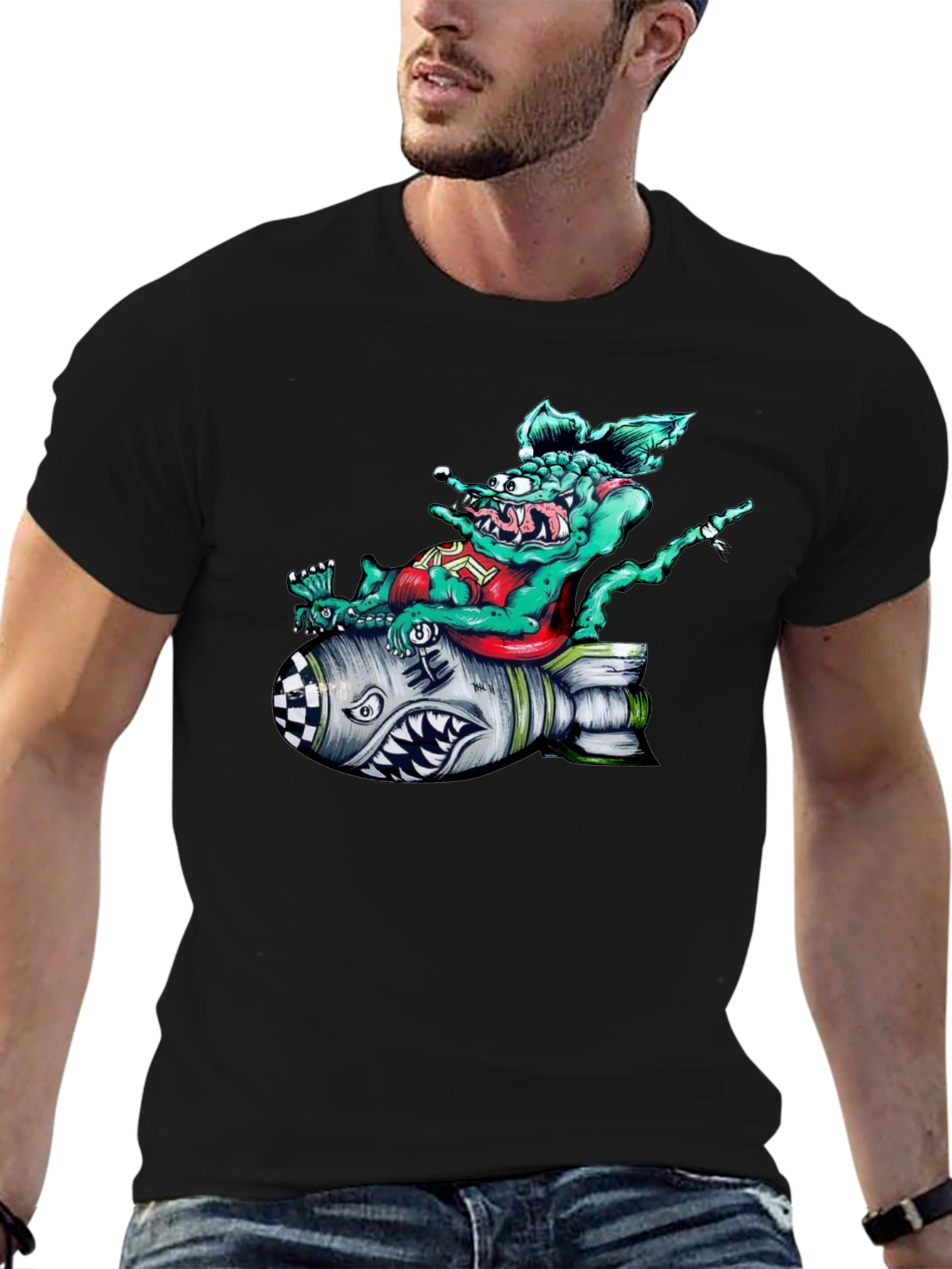 Rat Fink Bomb Graphic T-Shirt - Black