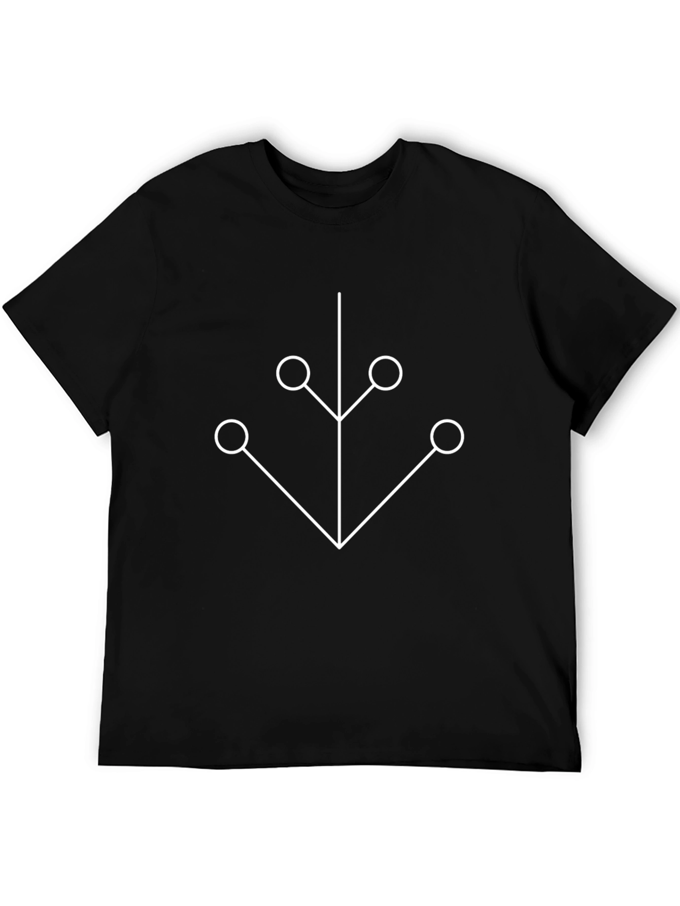 Minimalist Geometric Tree Black T-Shirt