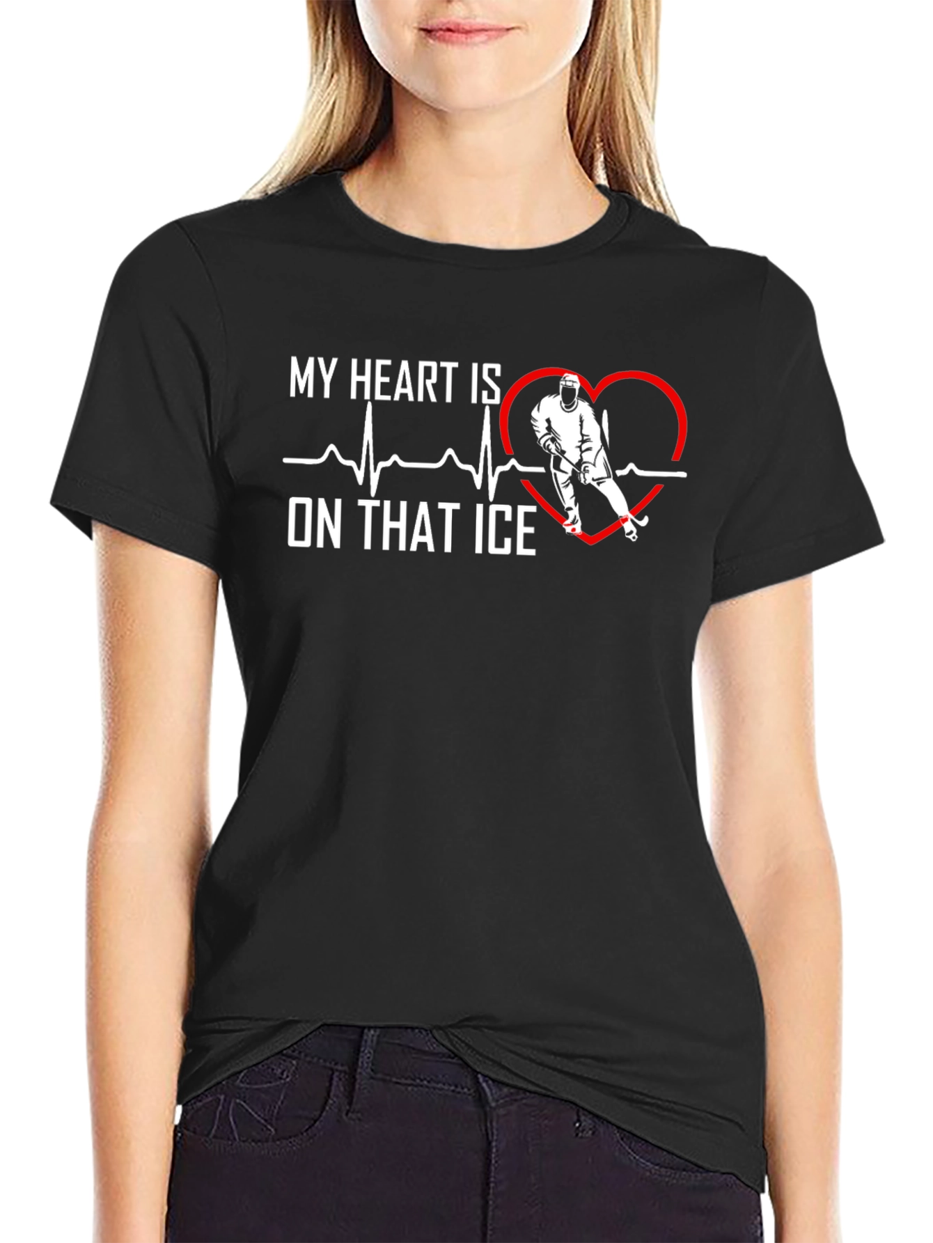 Hockey Heartbeat T-Shirt - Ice Hockey Lover Gift