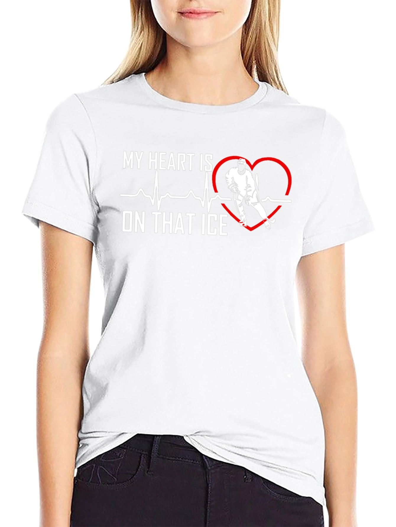 Hockey Heartbeat T-Shirt - Ice Hockey Lover Gift