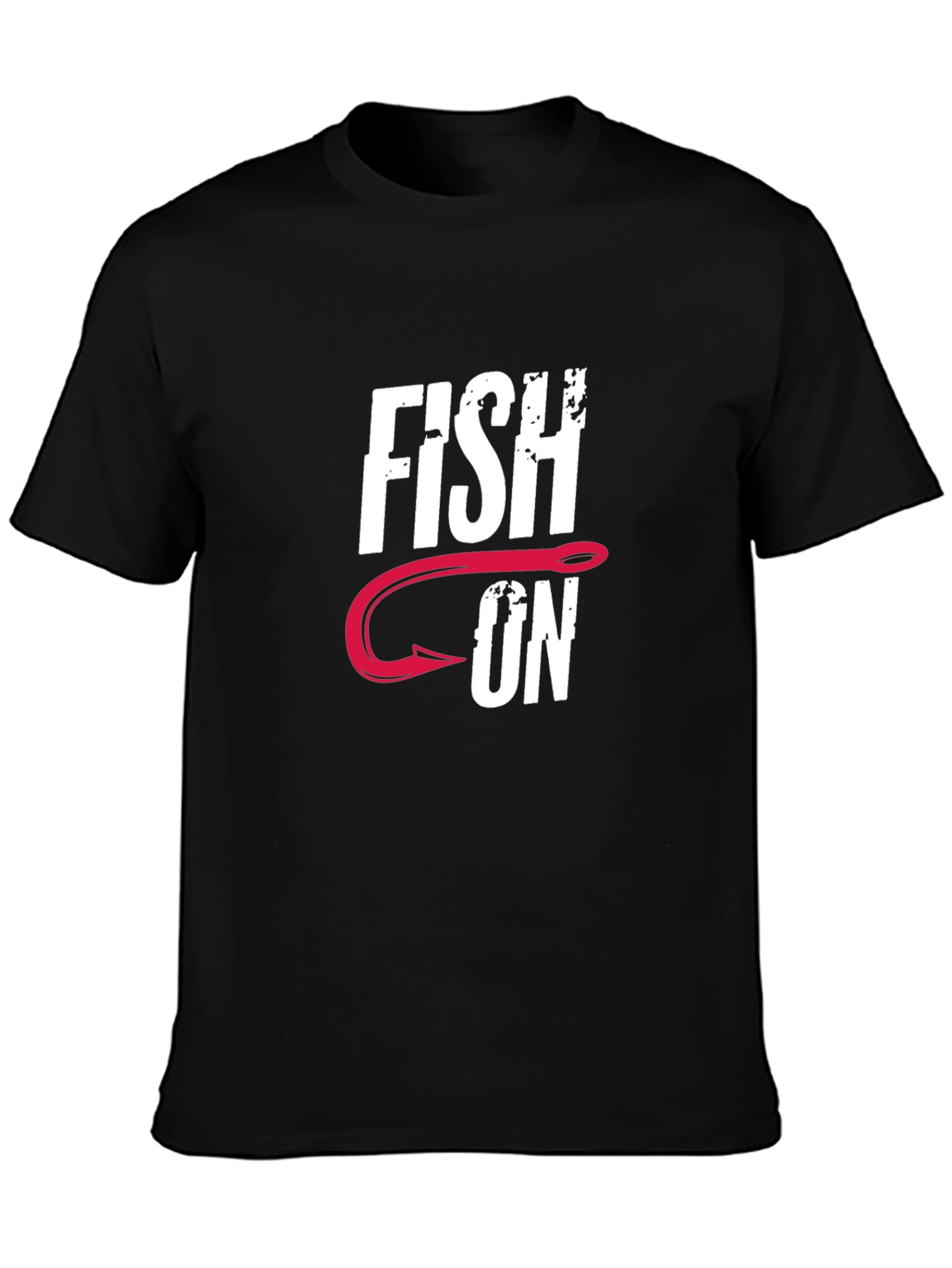 Fish On Graphic Tee - Black Cotton Fishing T-Shirt