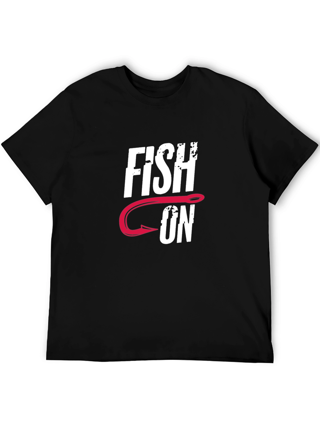 Fish On Graphic Tee - Black Cotton Fishing T-Shirt