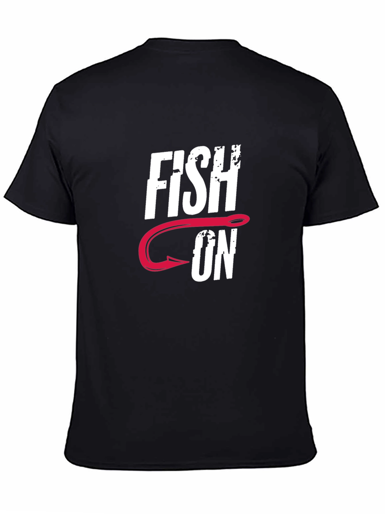 Fish On Graphic Tee - Black Cotton Fishing T-Shirt