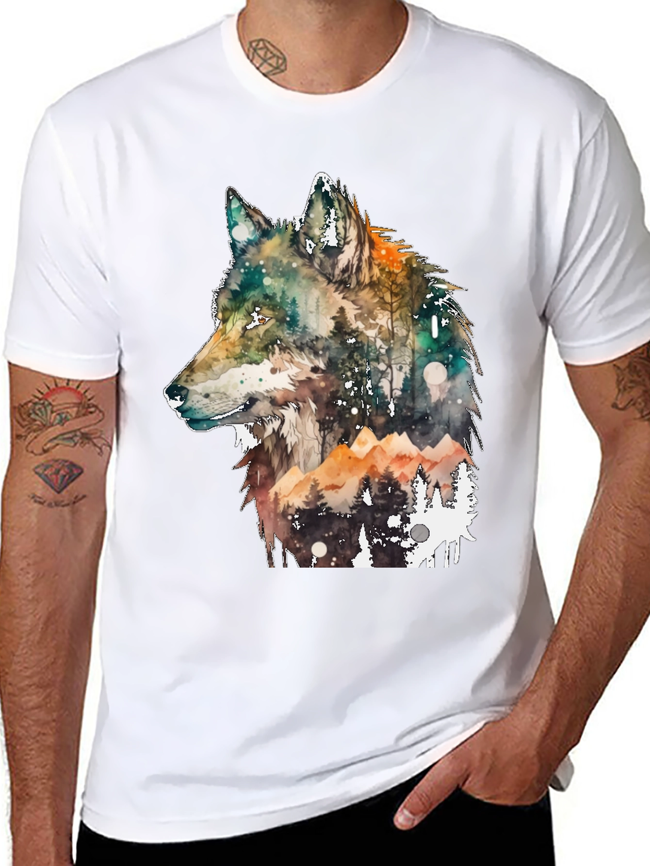 Wolf Forest Graphic Tee - Unisex Black T-Shirt