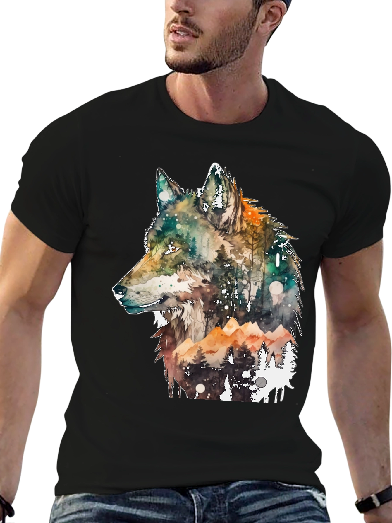 Wolf Forest Graphic Tee - Unisex Black T-Shirt
