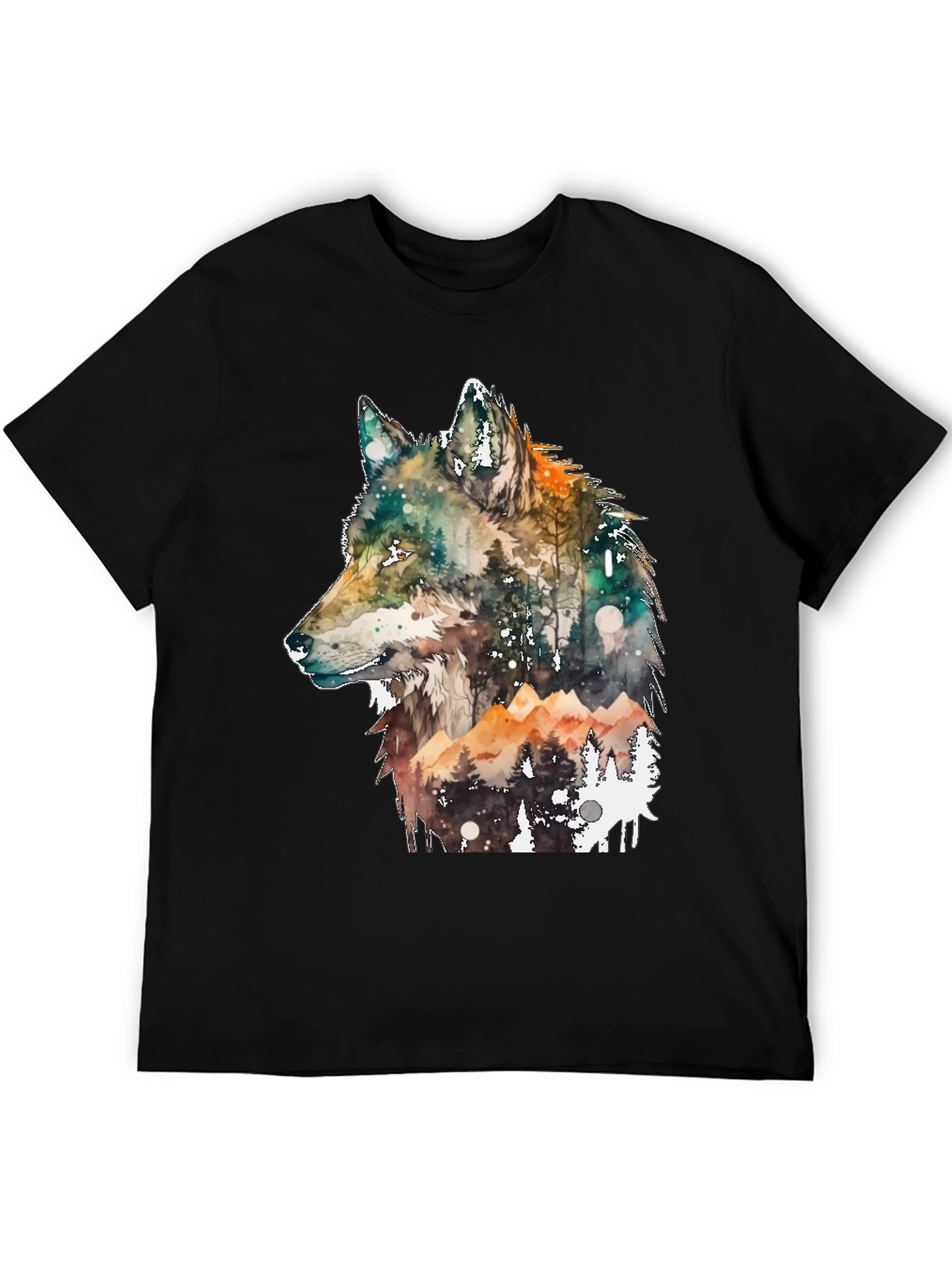 Wolf Forest Graphic Tee - Unisex Black T-Shirt