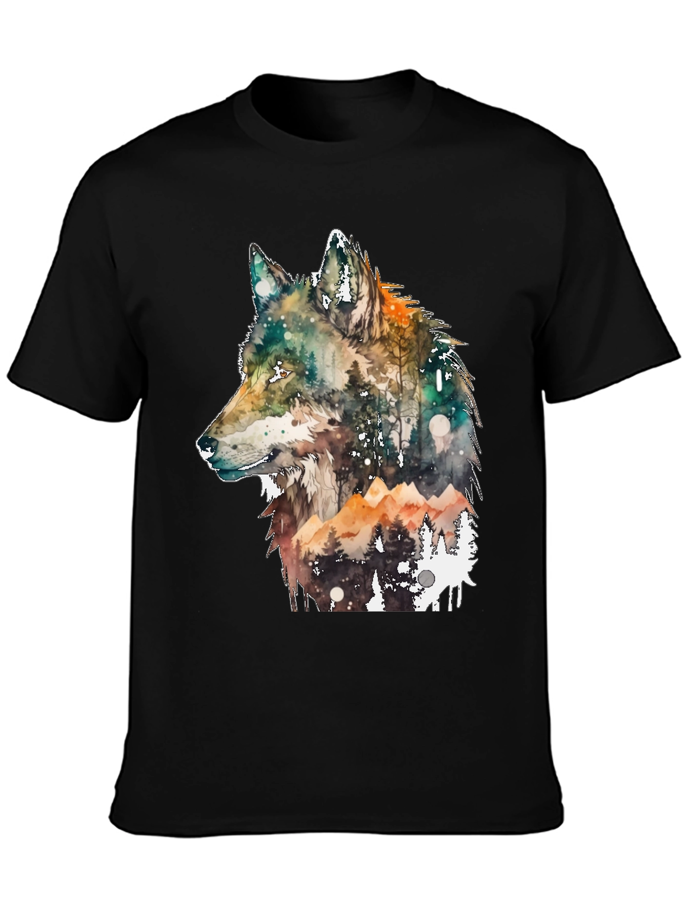 Wolf Forest Graphic Tee - Unisex Black T-Shirt