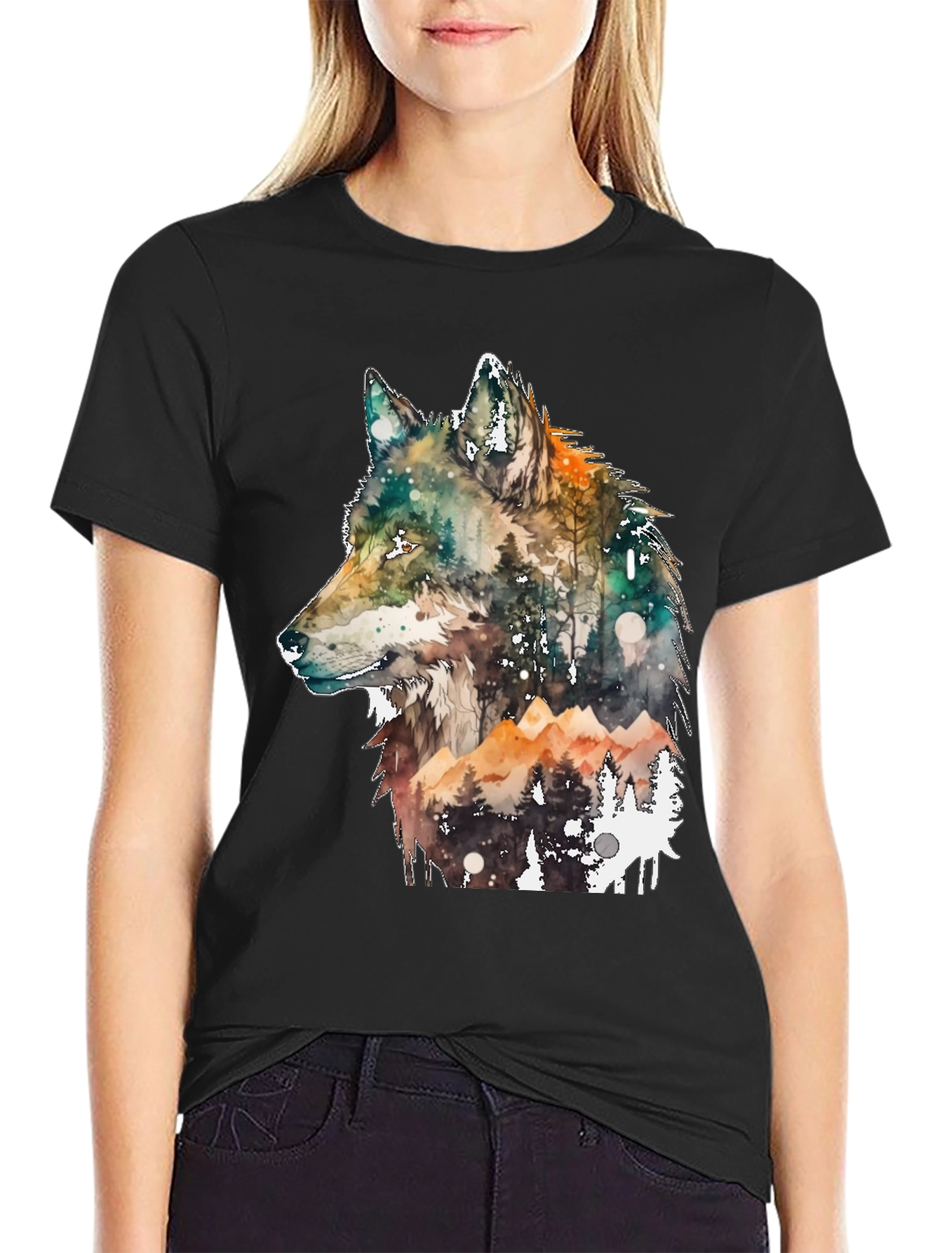 Wolf Forest Graphic Tee - Unisex Black T-Shirt