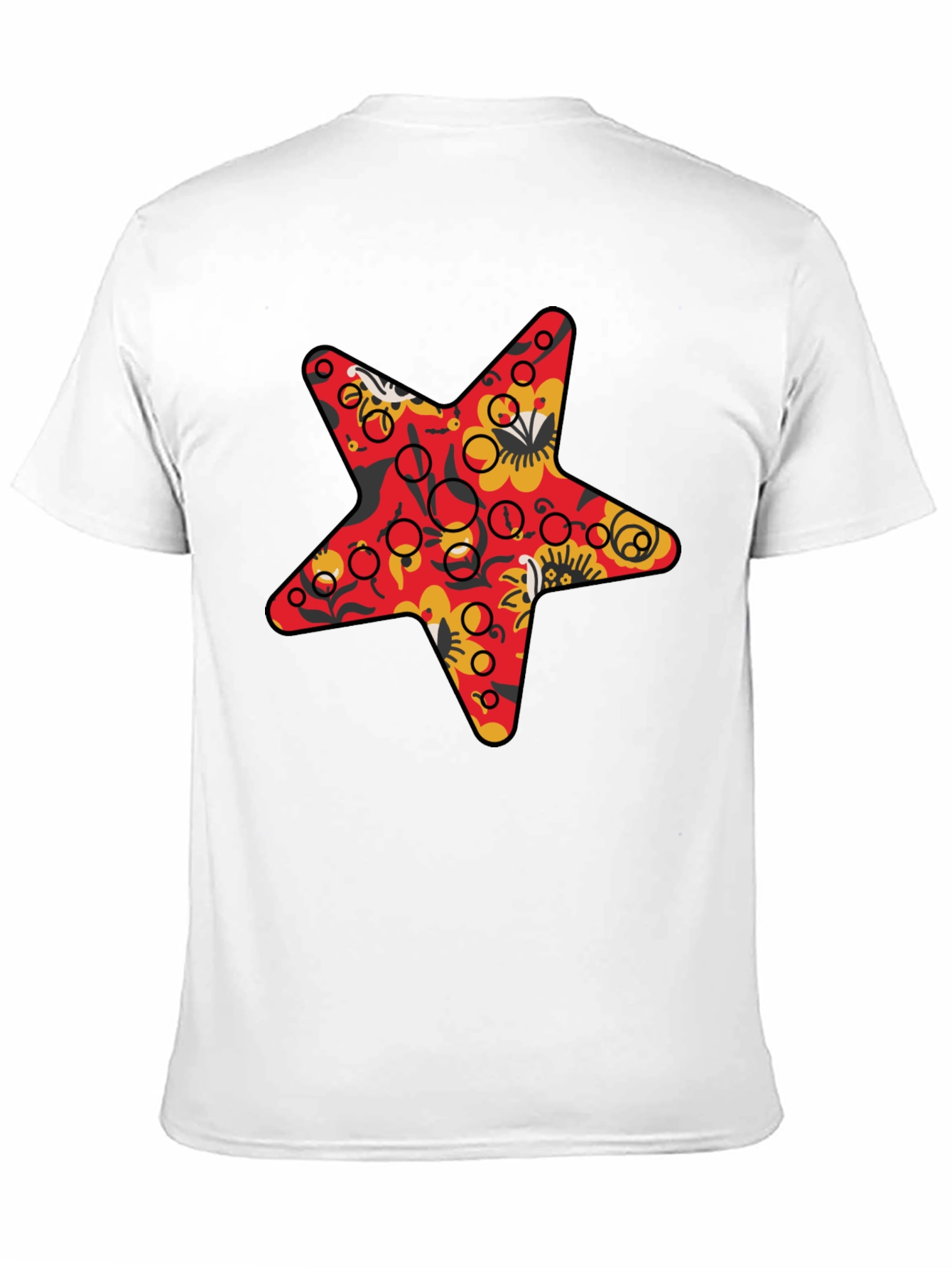 Star Print Black Crew Neck T-Shirt