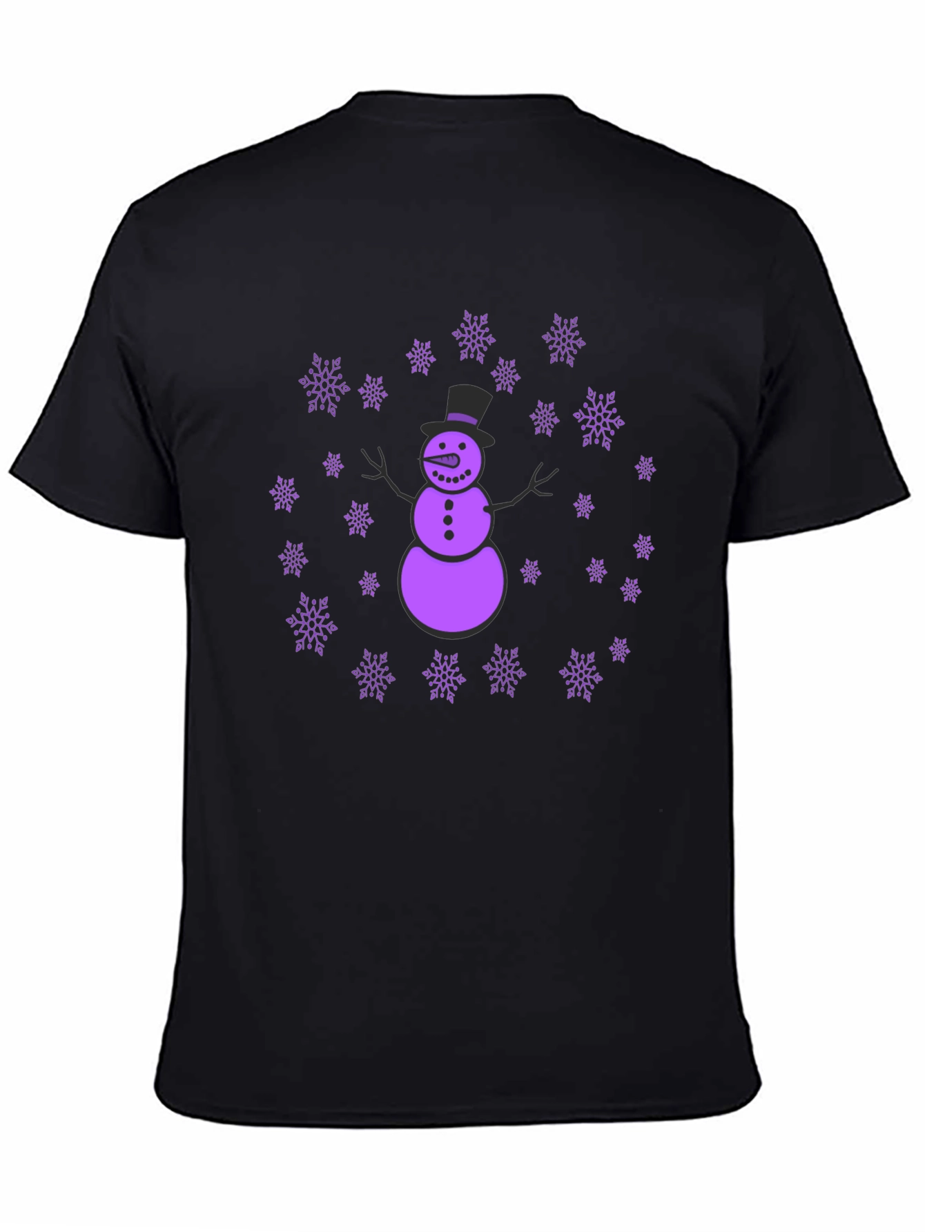 Snowman & Snowflakes Black T-Shirt