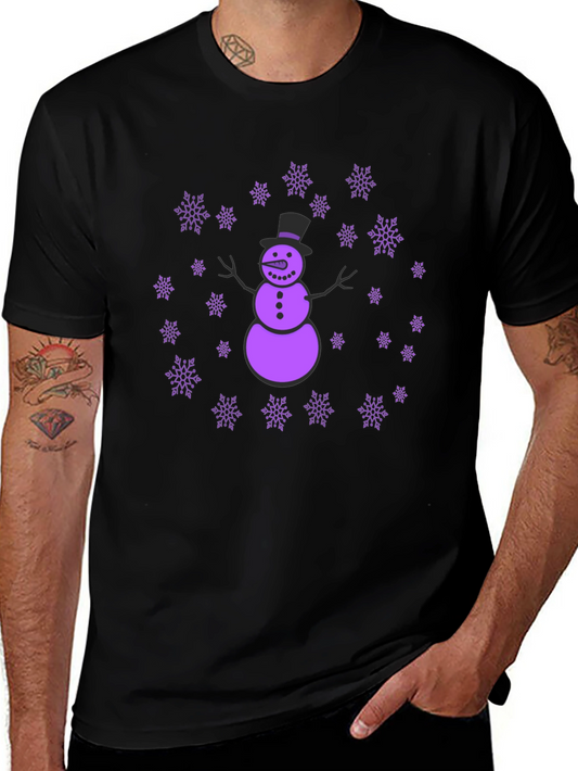 Snowman & Snowflakes Black T-Shirt