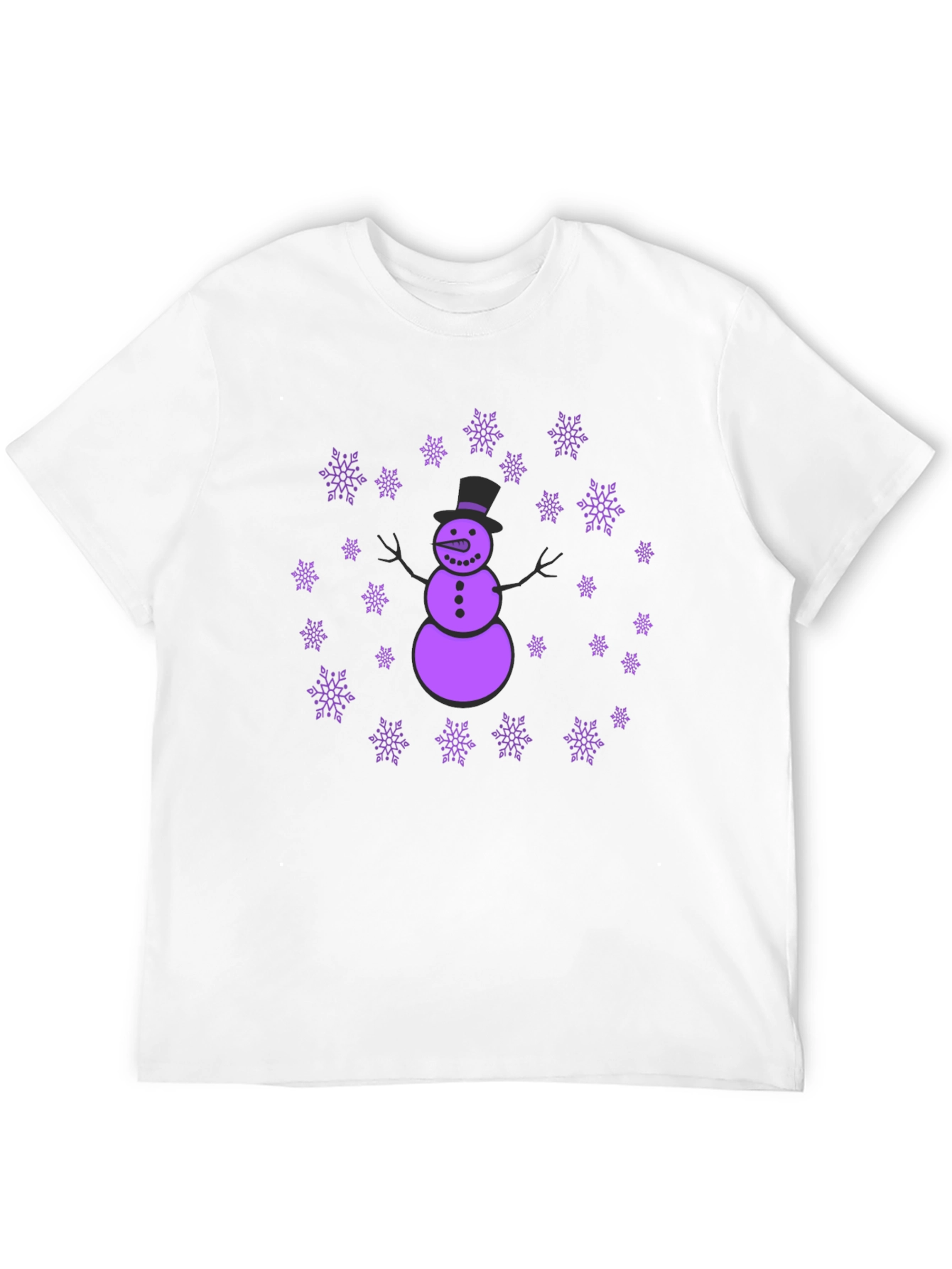 Snowman & Snowflakes Black T-Shirt