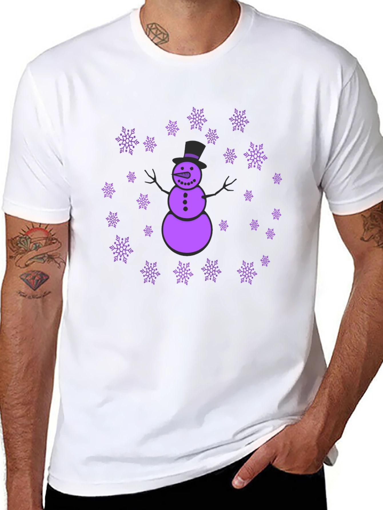 Snowman & Snowflakes Black T-Shirt