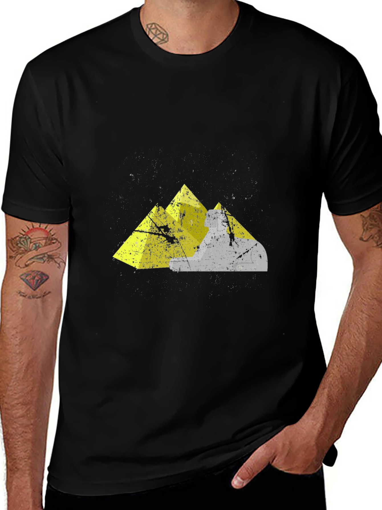 Geometric Mountain Graphic Tee - Black