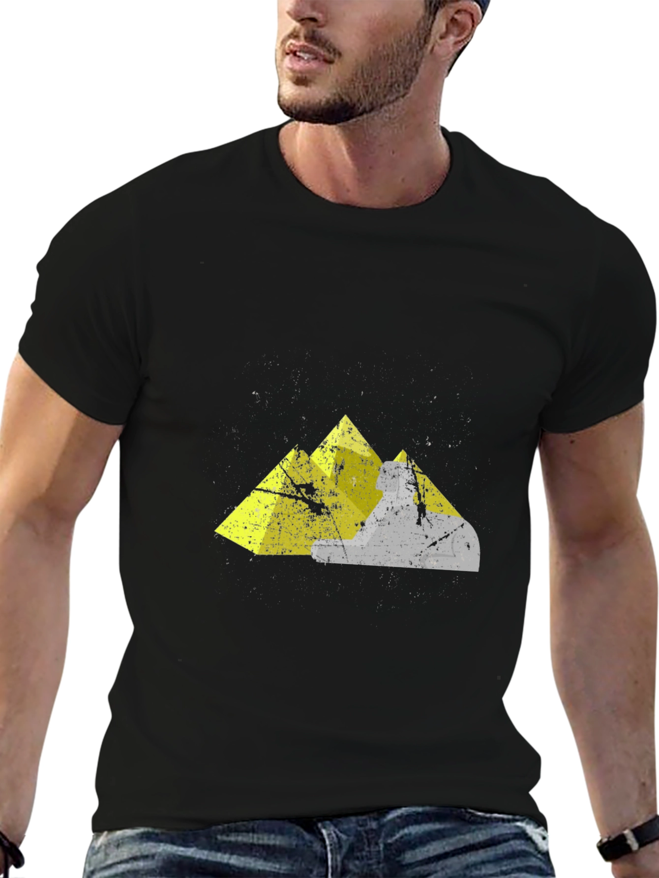 Geometric Mountain Graphic Tee - Black