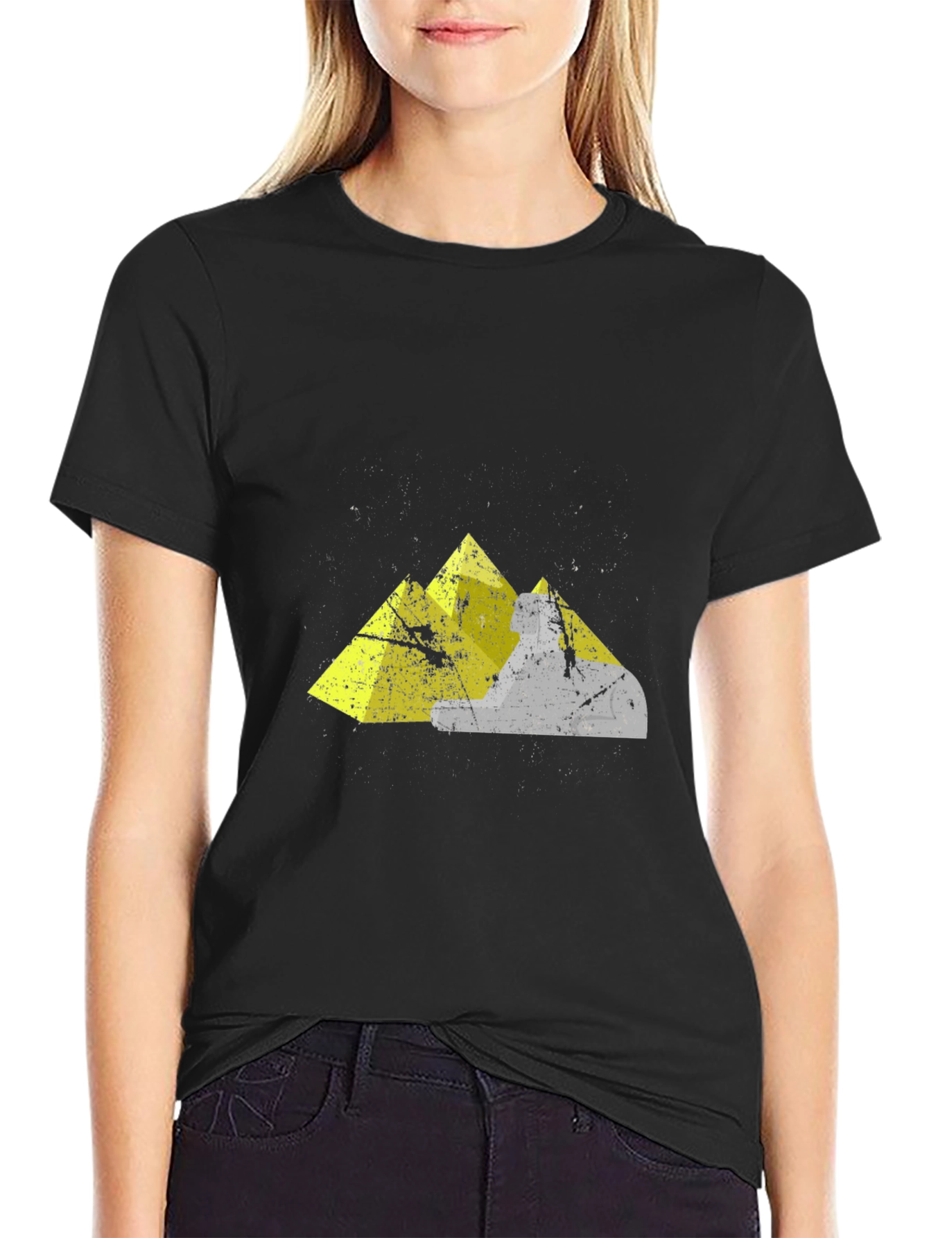 Geometric Mountain Graphic Tee - Black