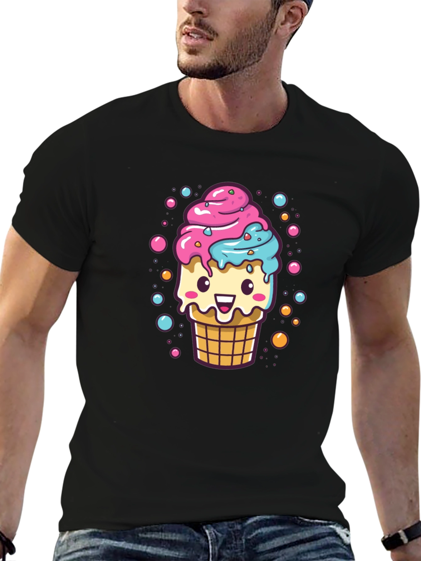 Cute Ice Cream Cone Graphic T-Shirt