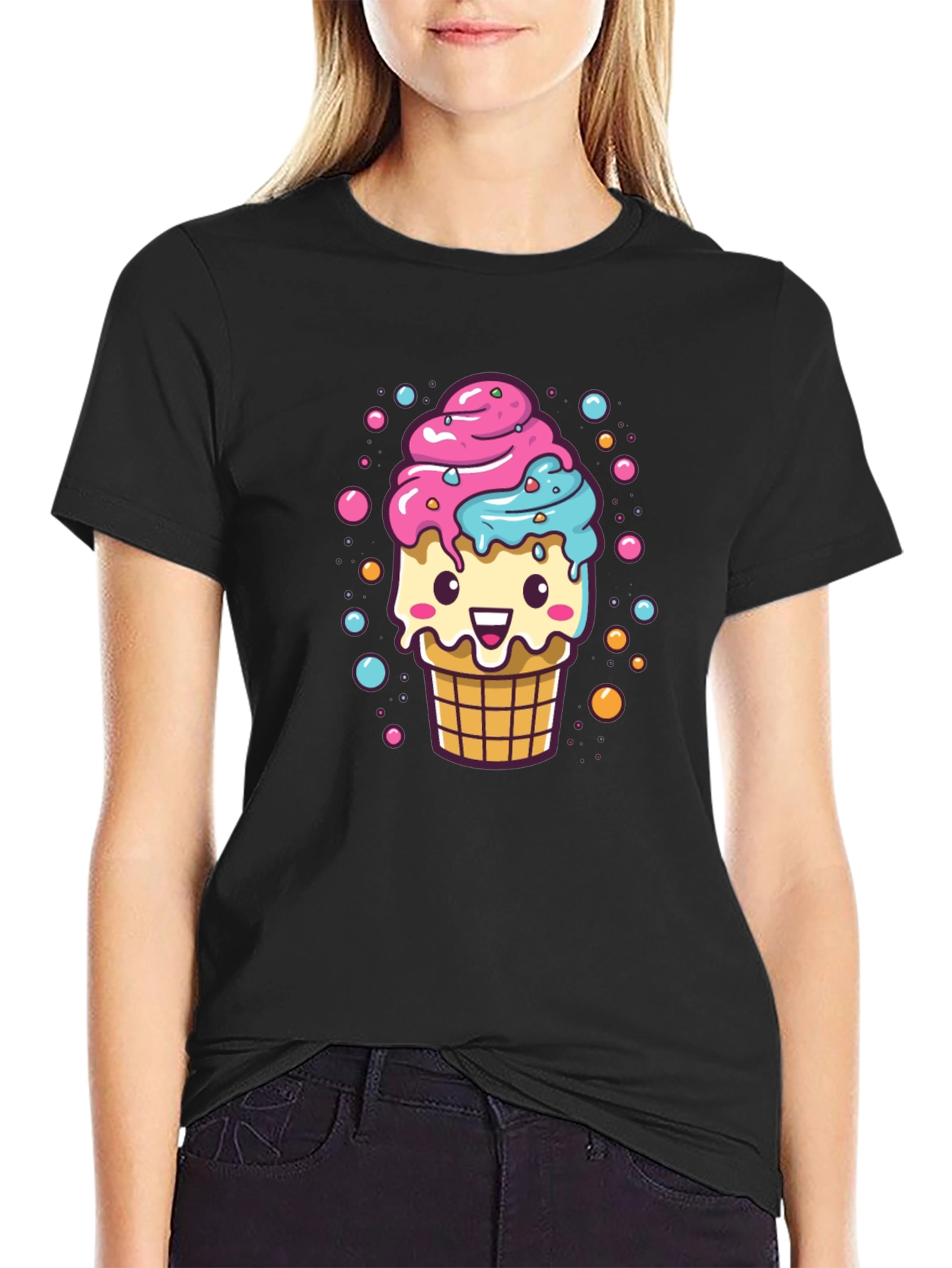 Cute Ice Cream Cone Graphic T-Shirt