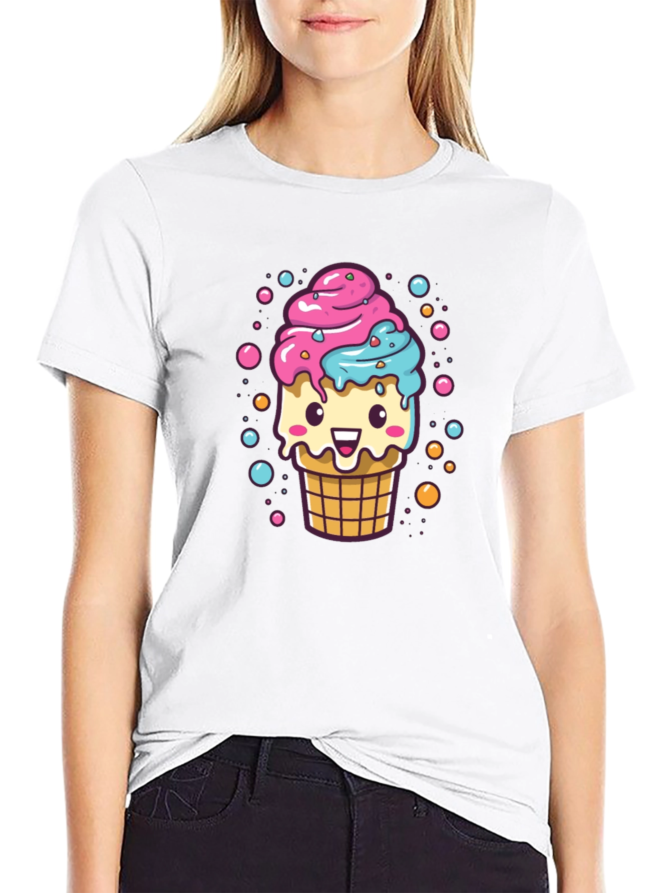 Cute Ice Cream Cone Graphic T-Shirt