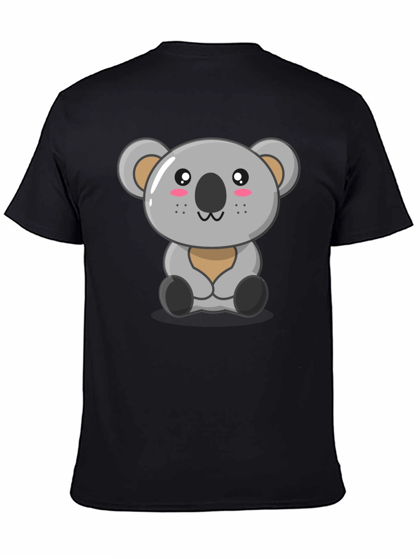 Cute Koala Graphic Tee - Black Cotton T-Shirt