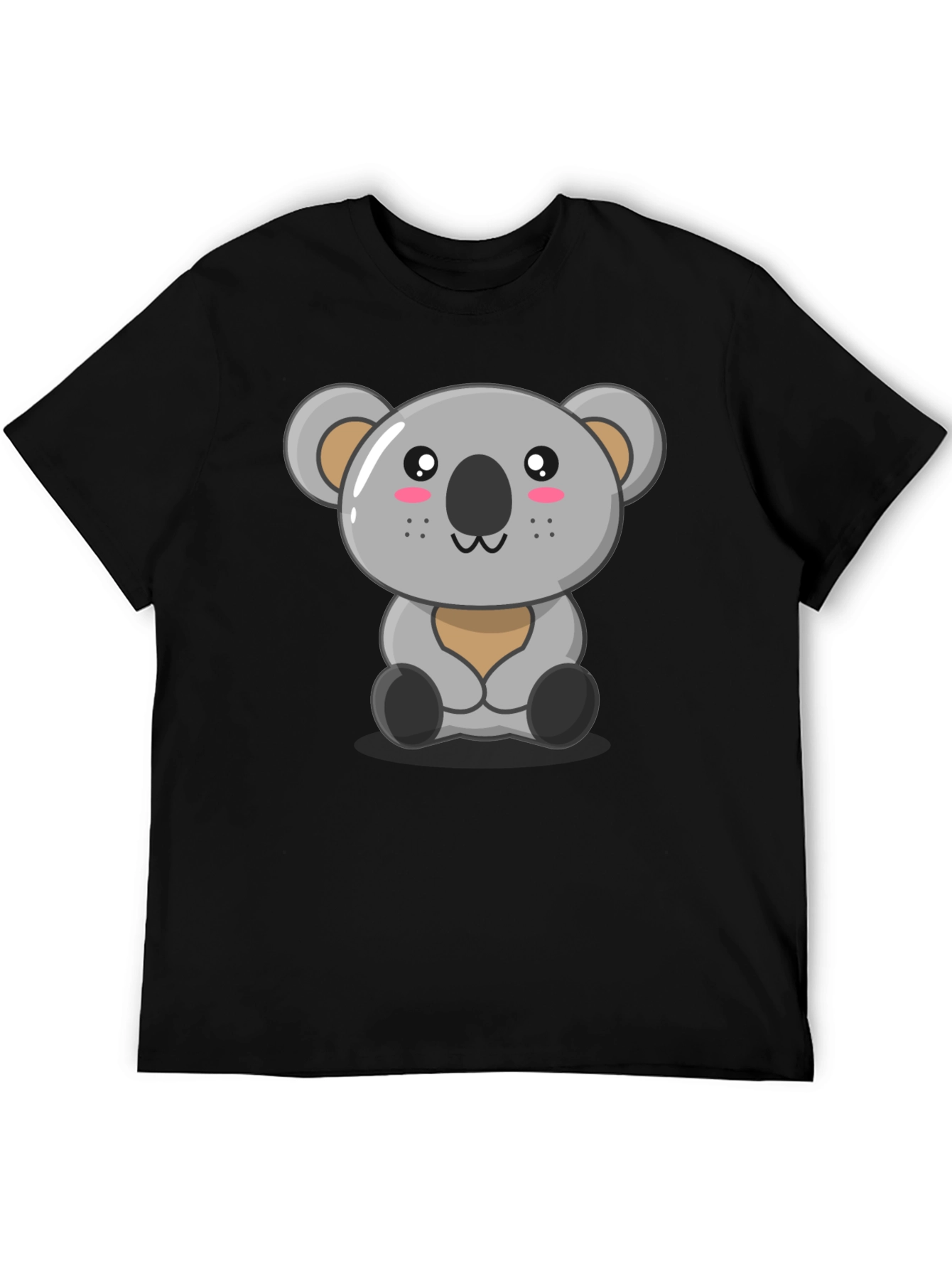 Cute Koala Graphic Tee - Black Cotton T-Shirt