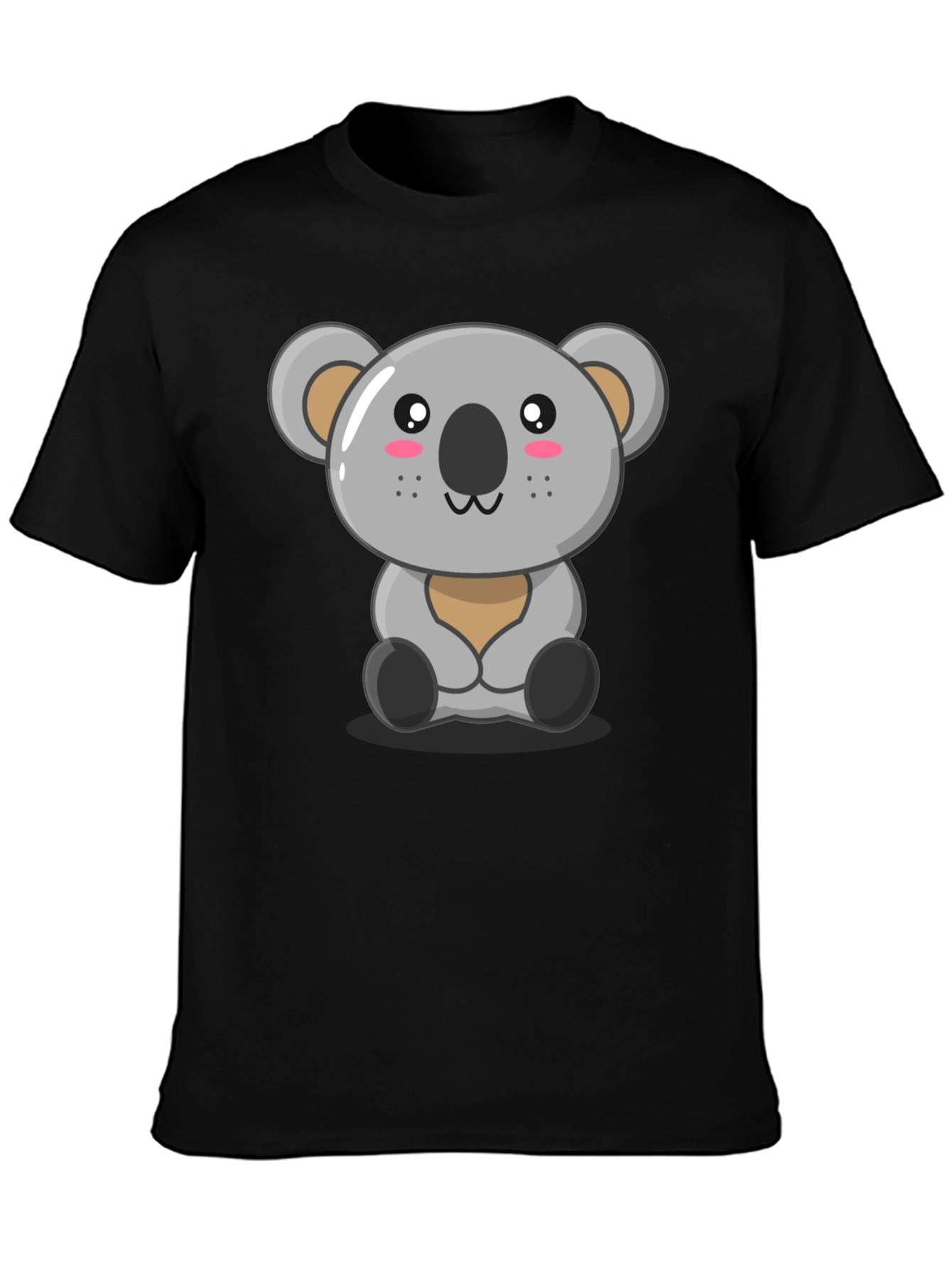 Cute Koala Graphic Tee - Black Cotton T-Shirt