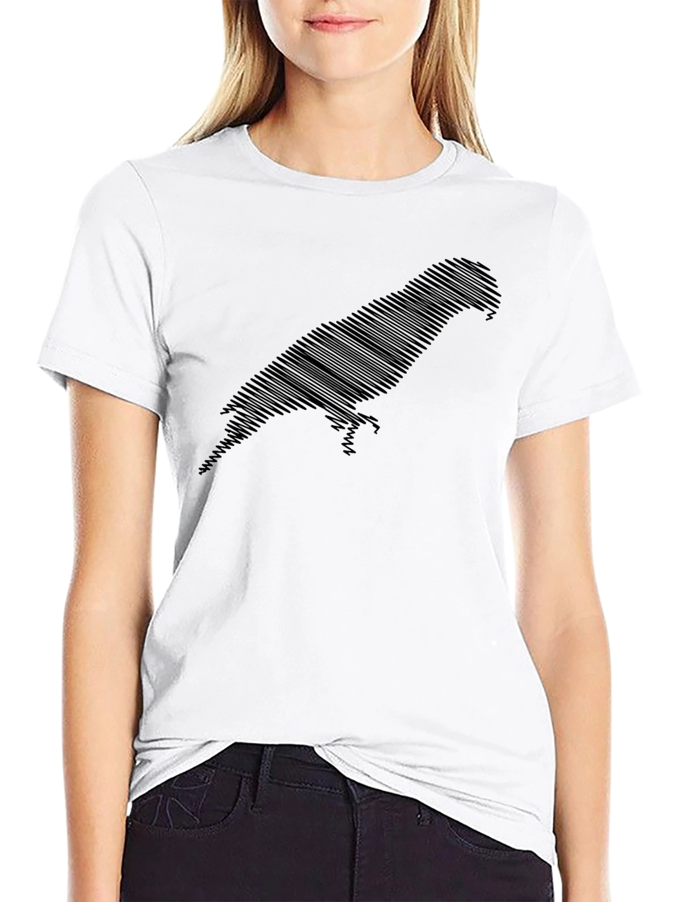 Stylish Parrot Silhouette Black Graphic Tee