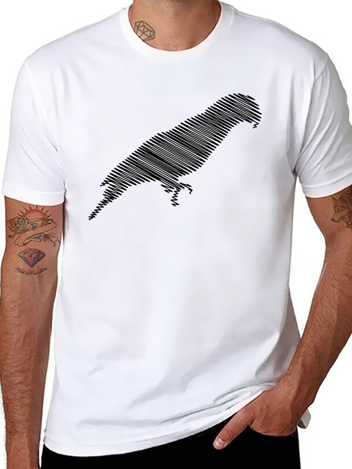 Stylish Parrot Silhouette Black Graphic Tee