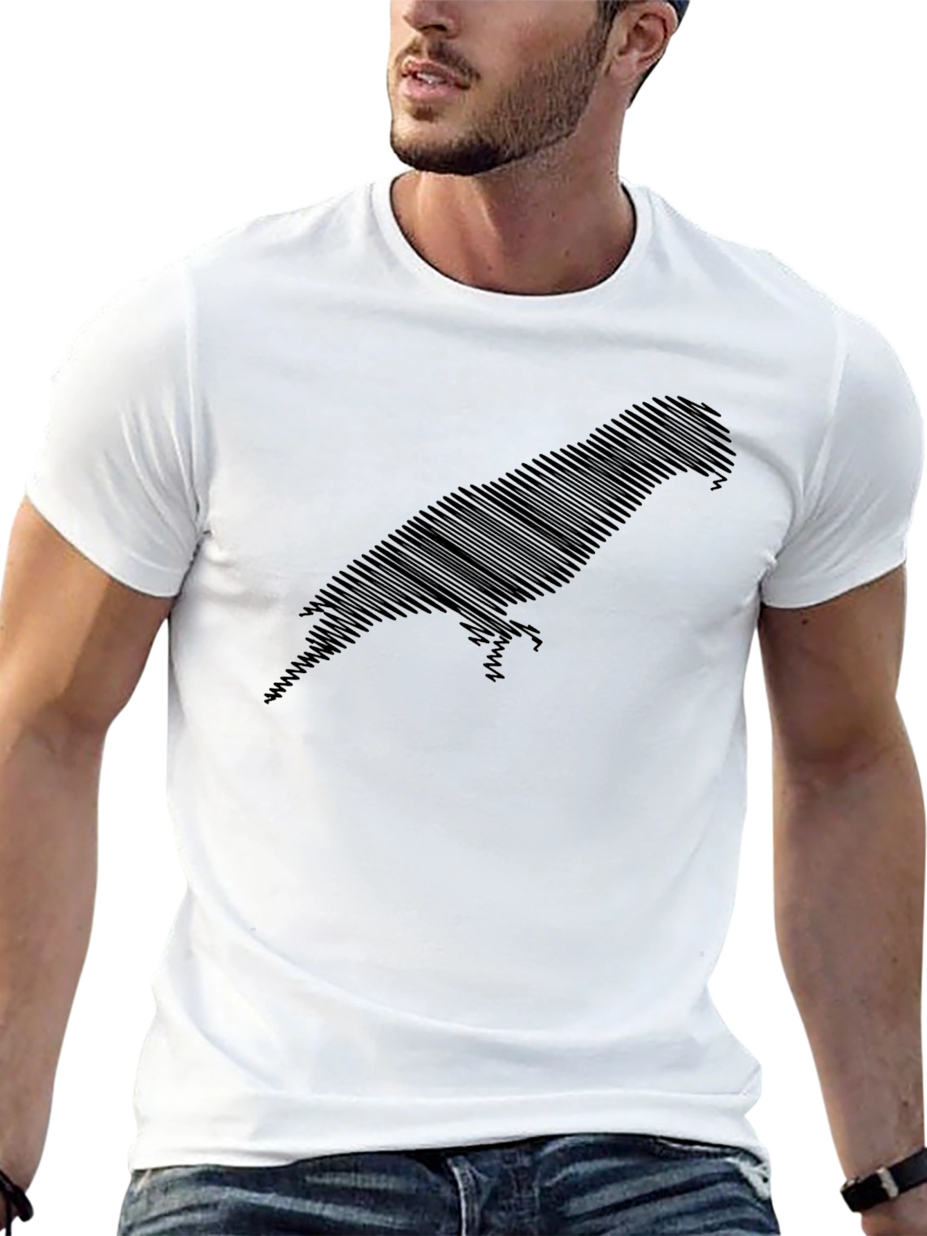 Stylish Parrot Silhouette Black Graphic Tee