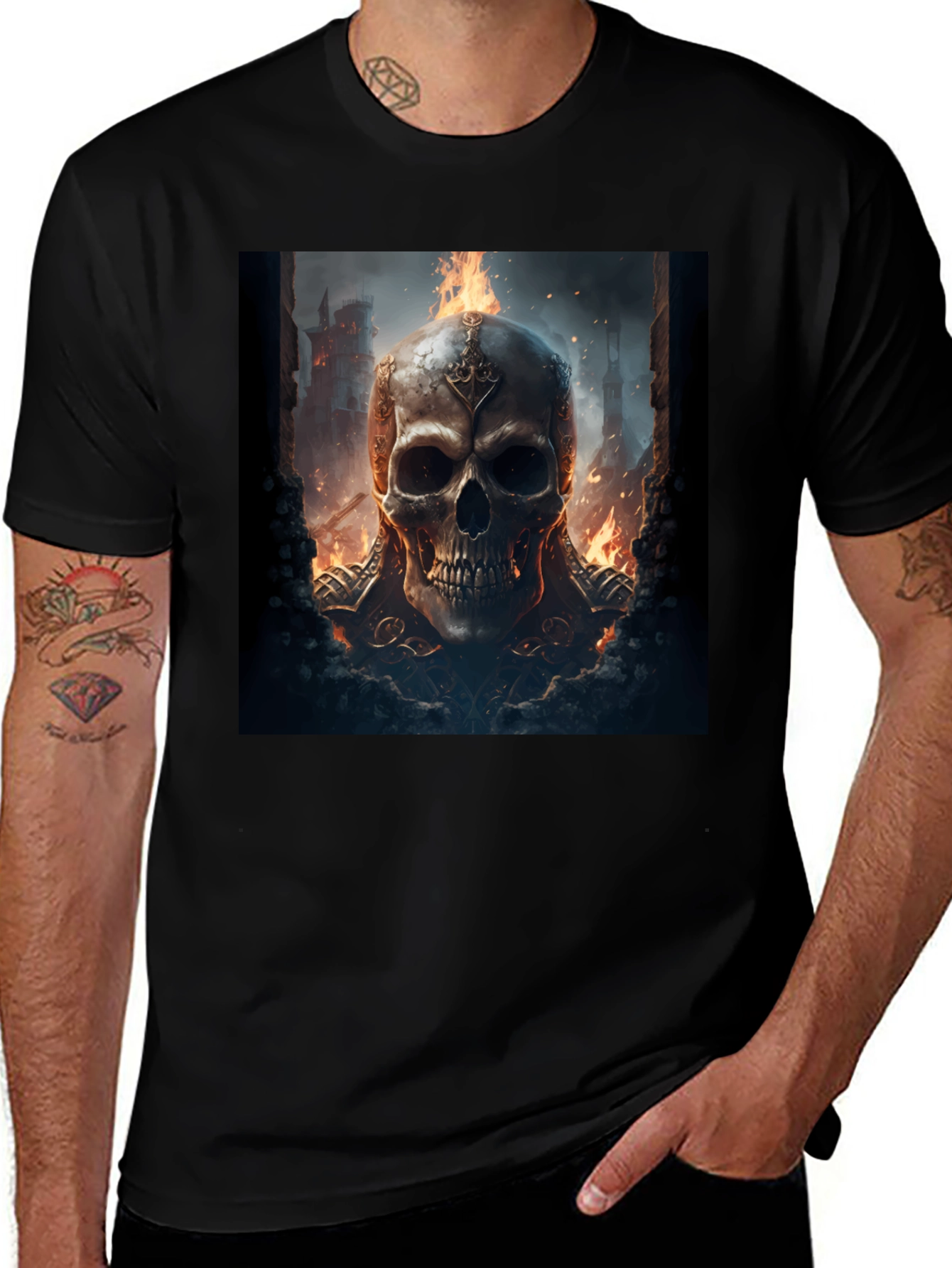 Skull Graphic Black T-Shirt - Edgy Fashion