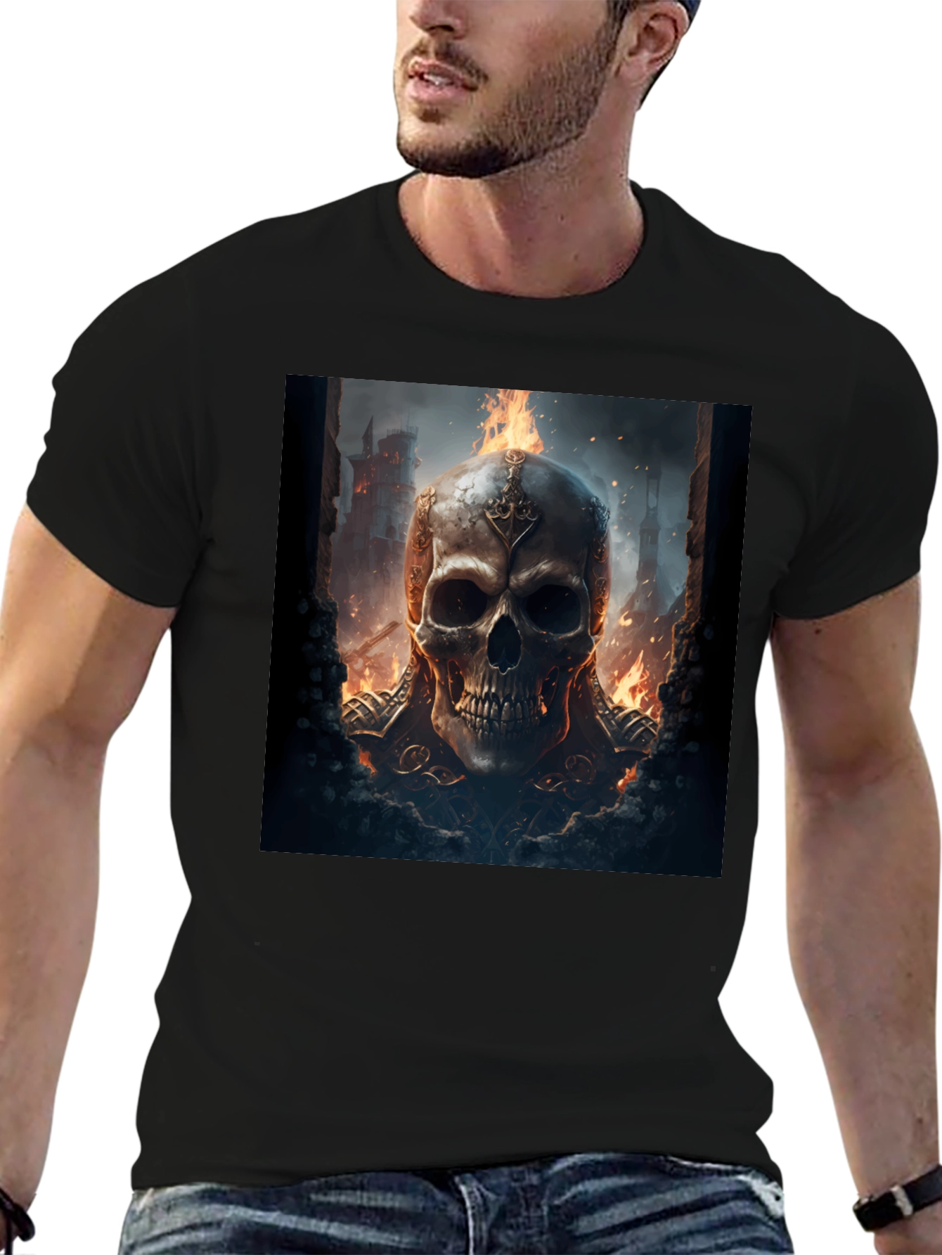 Skull Graphic Black T-Shirt - Edgy Fashion