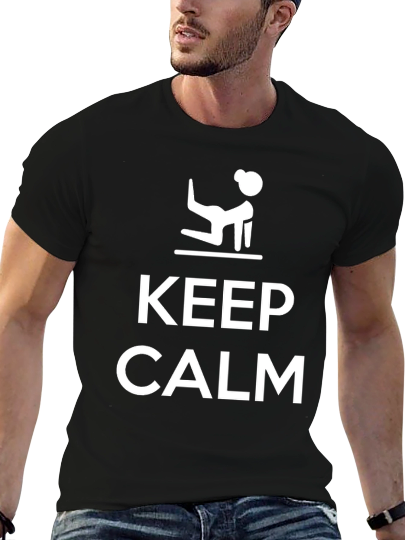 Keep Calm Yoga Pose Black Tee