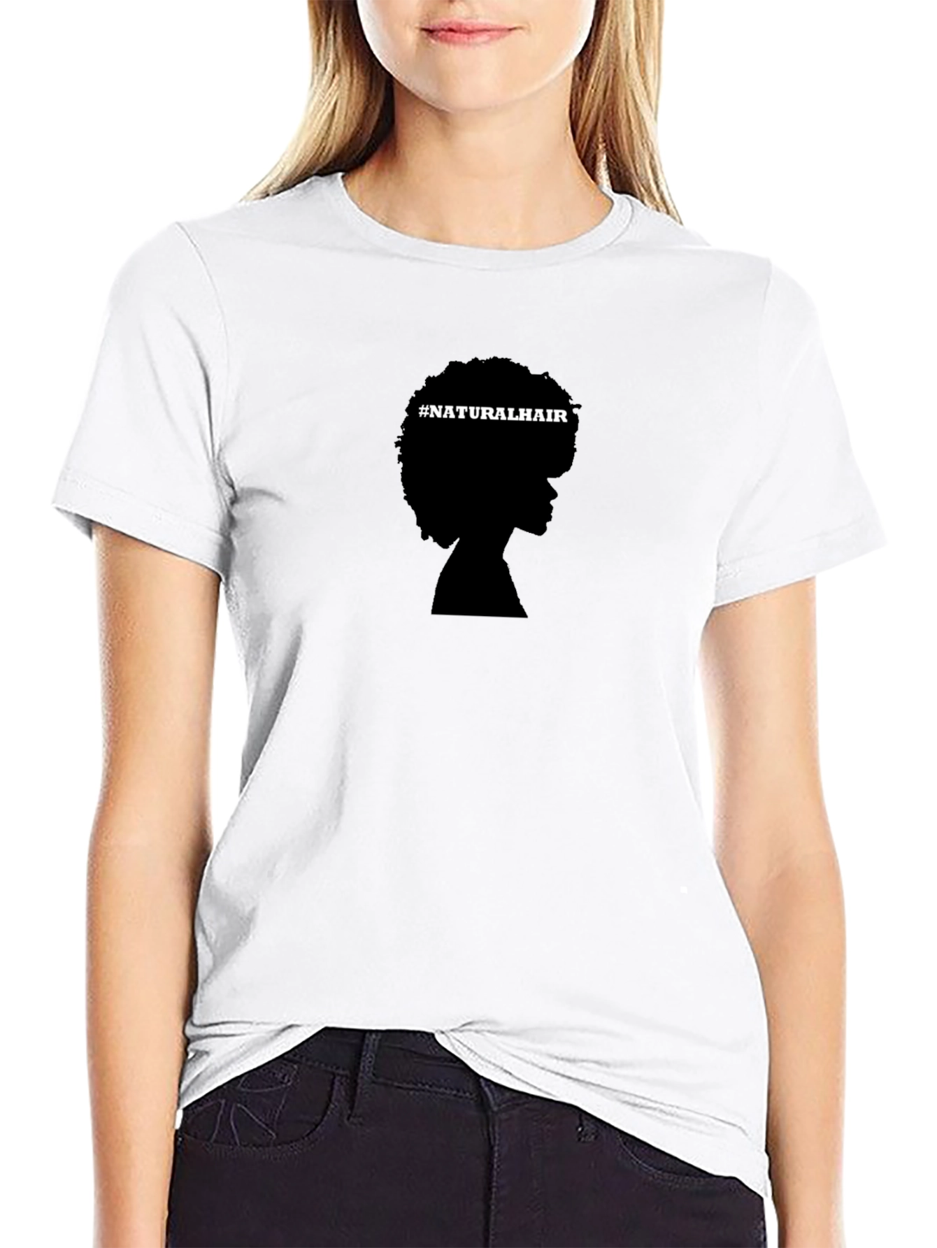 Natural Hair Silhouette T-Shirt - Black