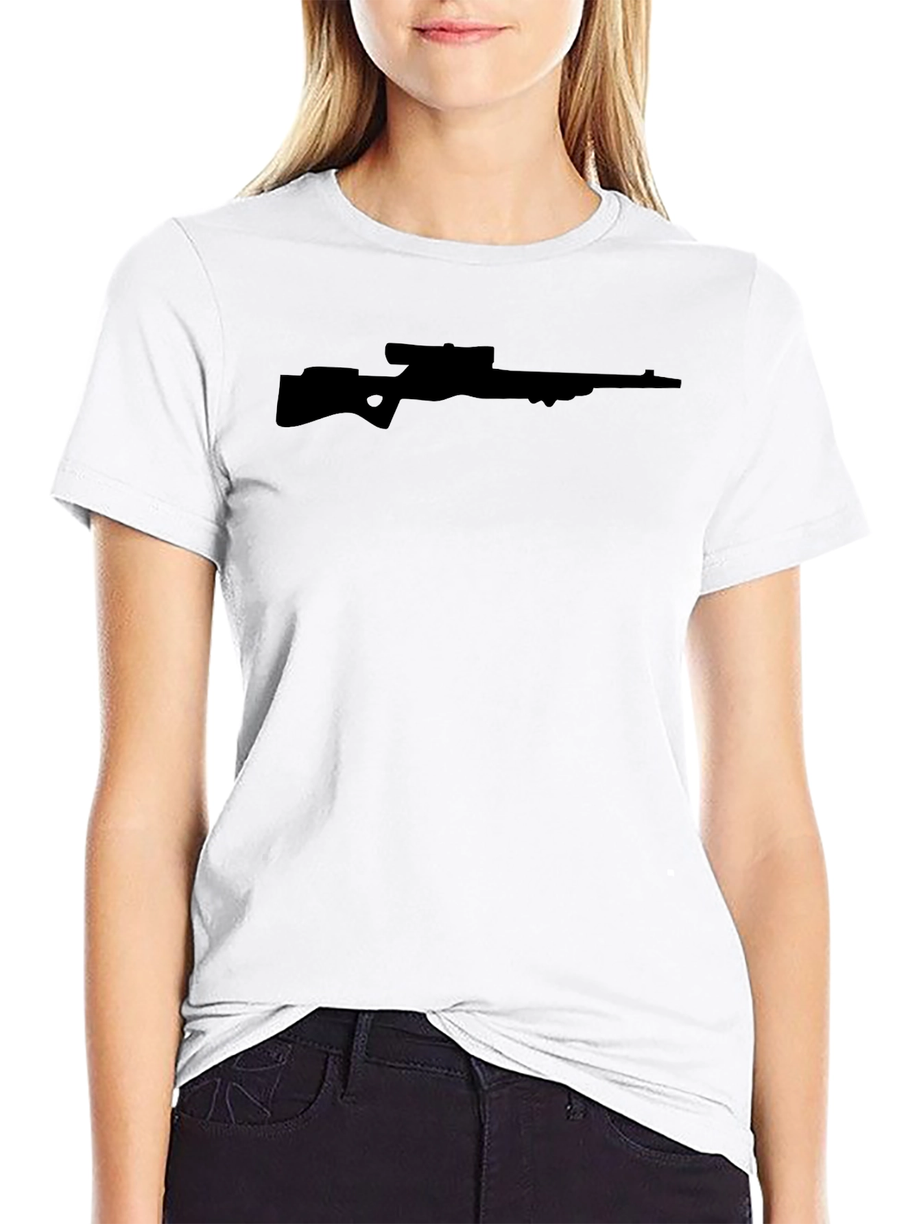 Sniper Rifle Graphic Tee - Black Crew Neck