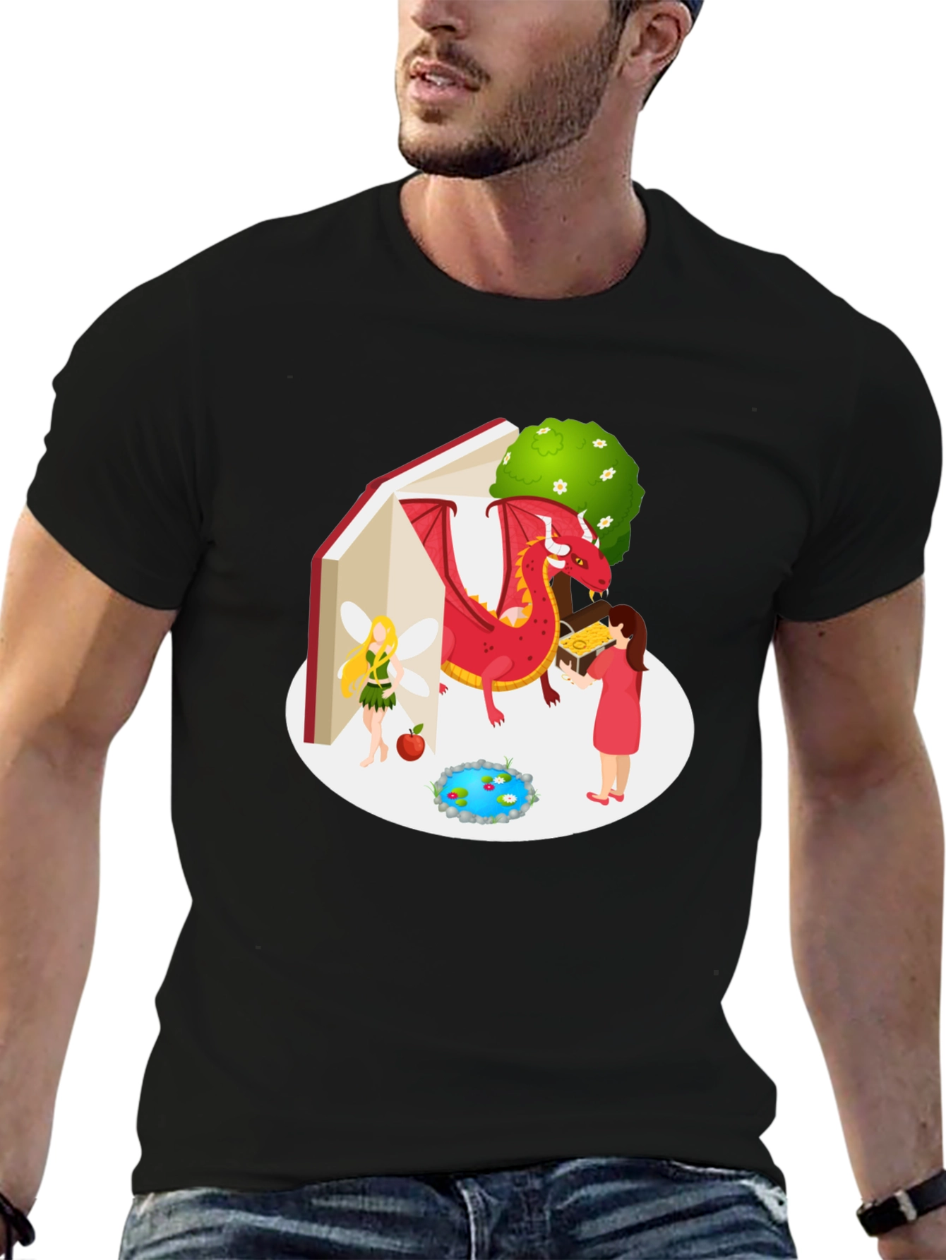 Enchanted Story T-Shirt - Dragon Fairy Book Design