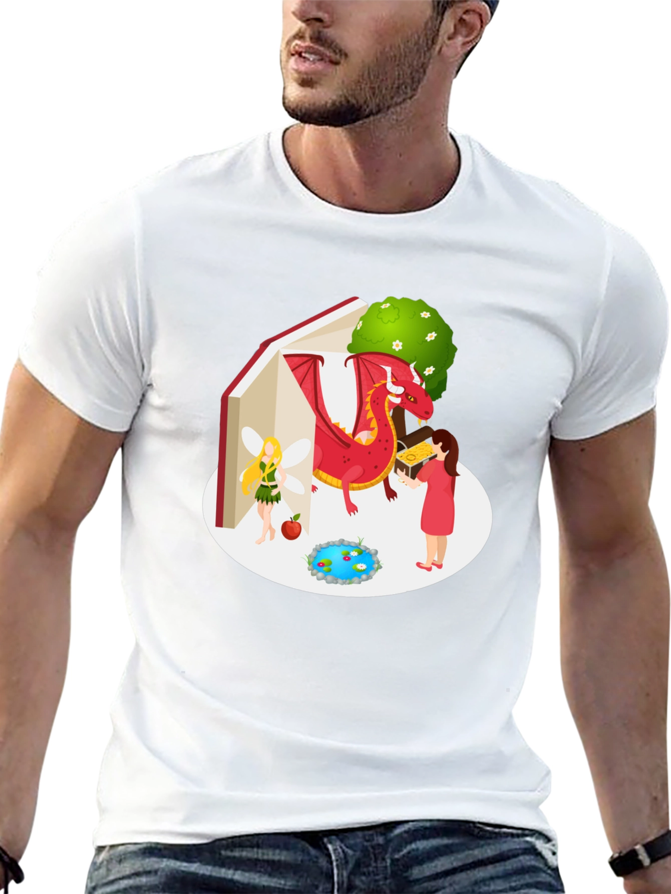 Enchanted Story T-Shirt - Dragon Fairy Book Design