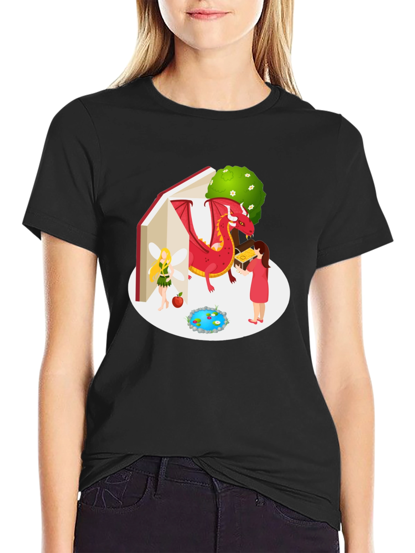 Enchanted Story T-Shirt - Dragon Fairy Book Design