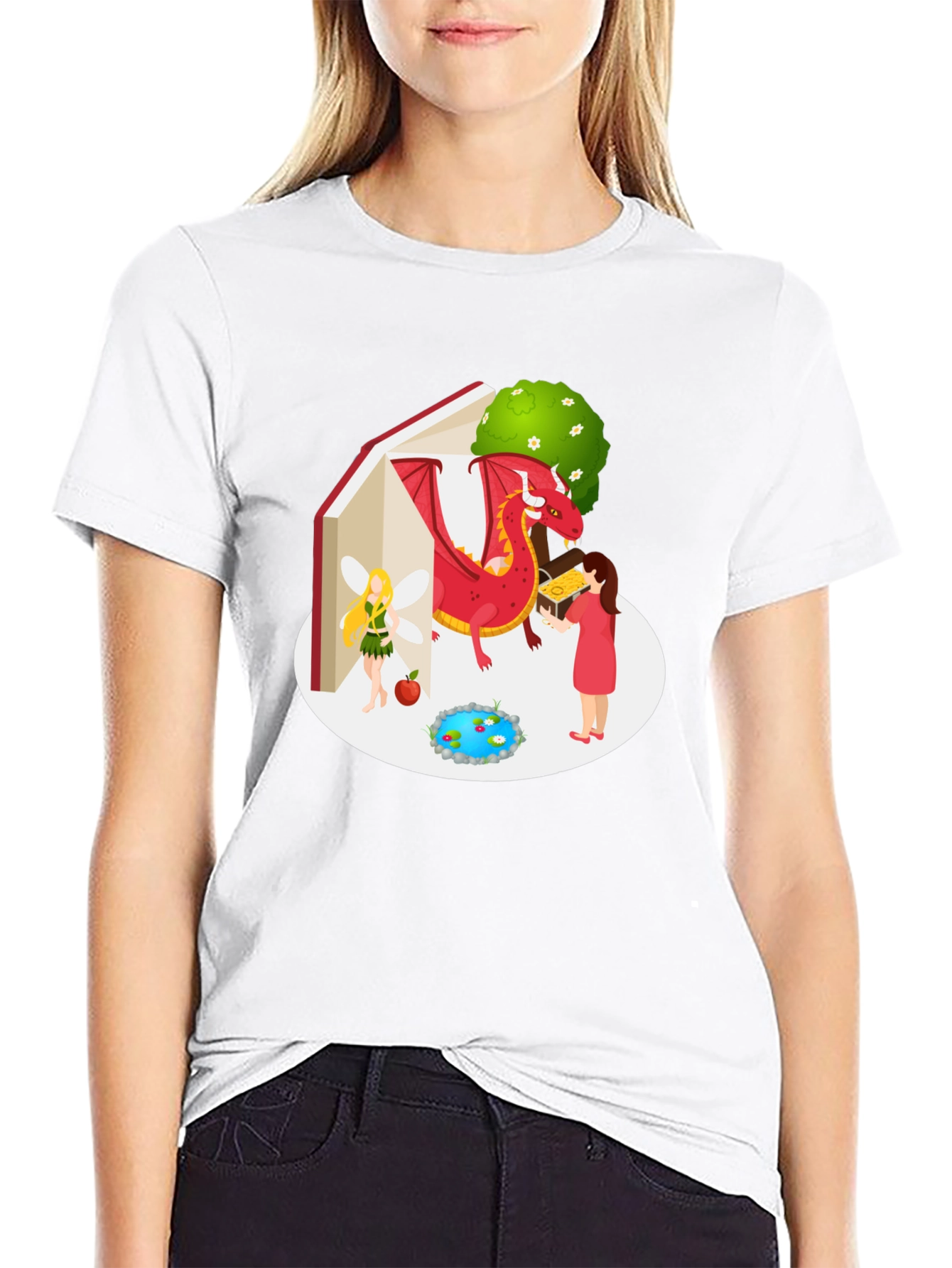 Enchanted Story T-Shirt - Dragon Fairy Book Design
