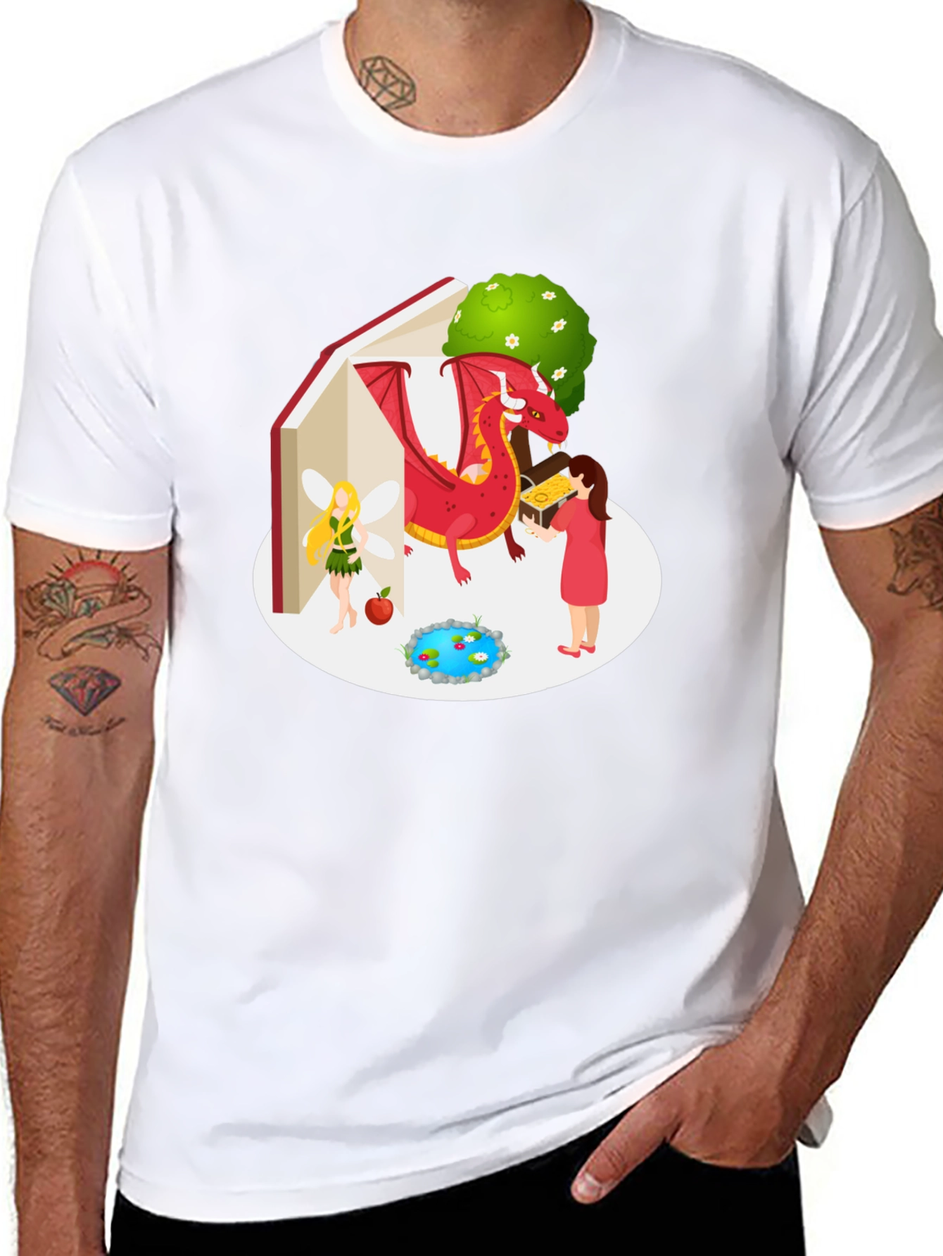 Enchanted Story T-Shirt - Dragon Fairy Book Design