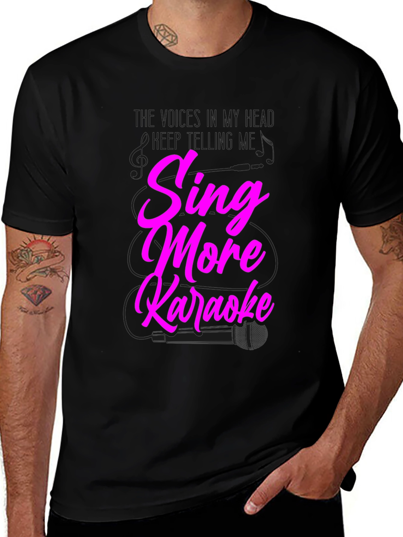 Sing More Karaoke Black Graphic Tee