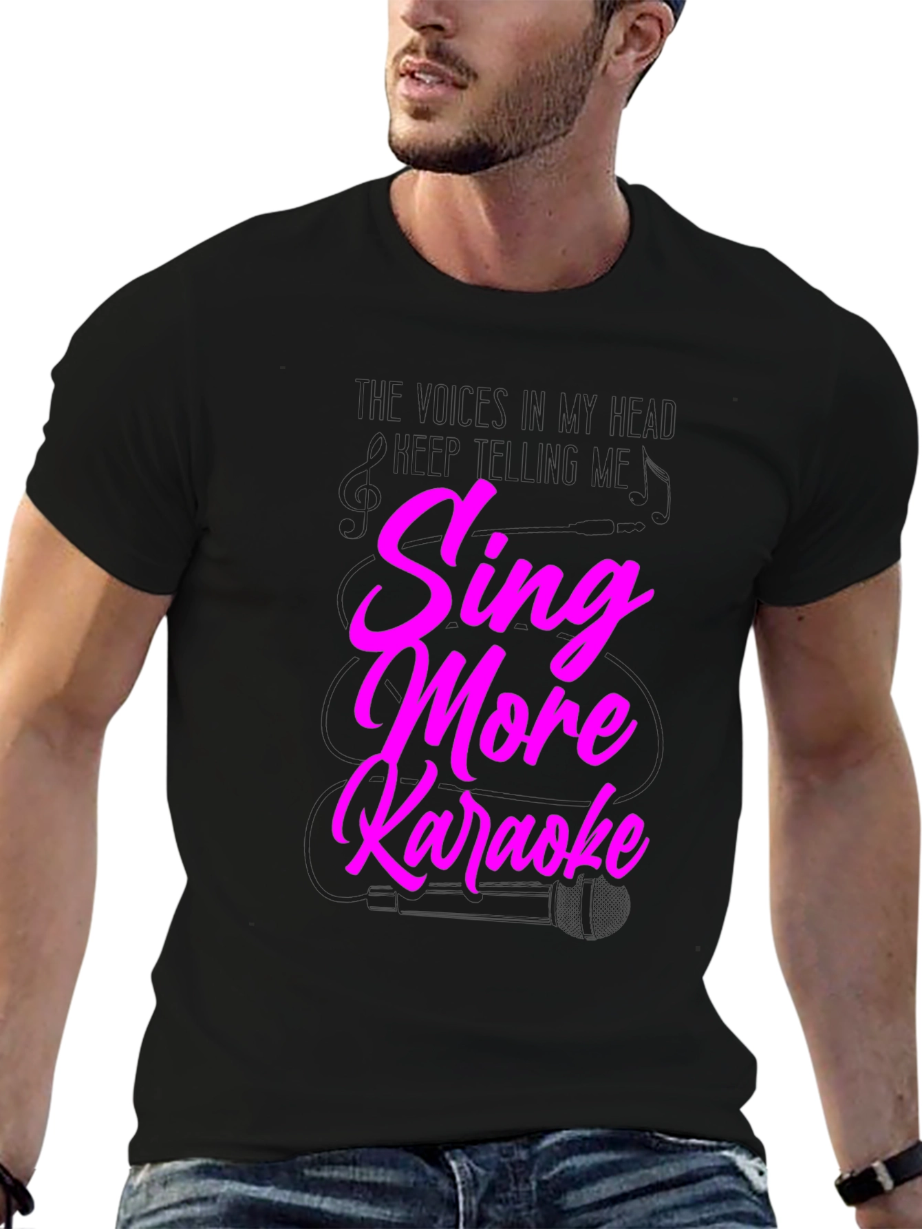Sing More Karaoke Black Graphic Tee