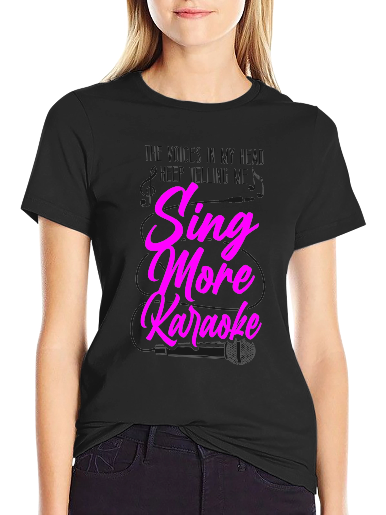 Sing More Karaoke Black Graphic Tee