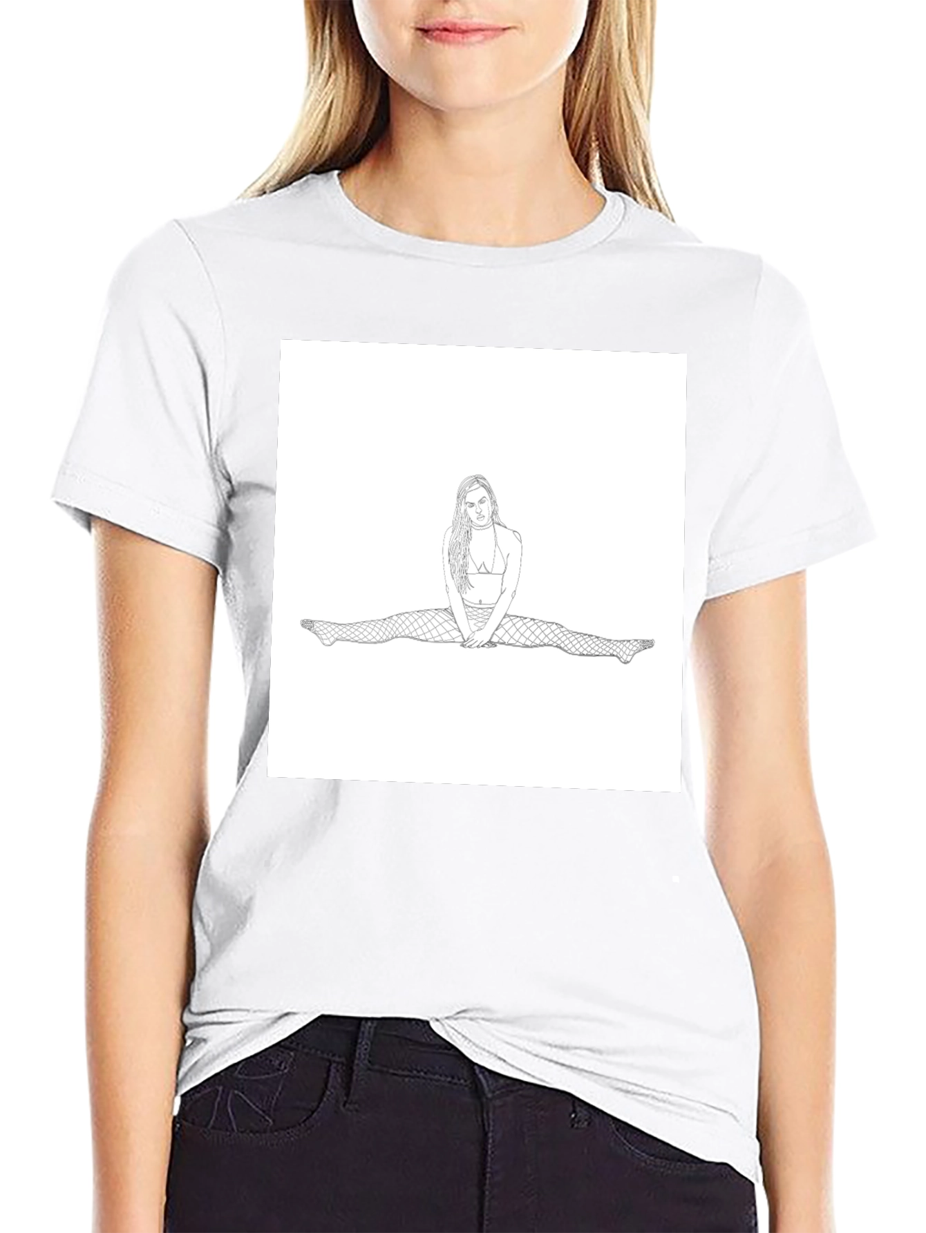 Unique Graphic Tee: Woman Doing Splits