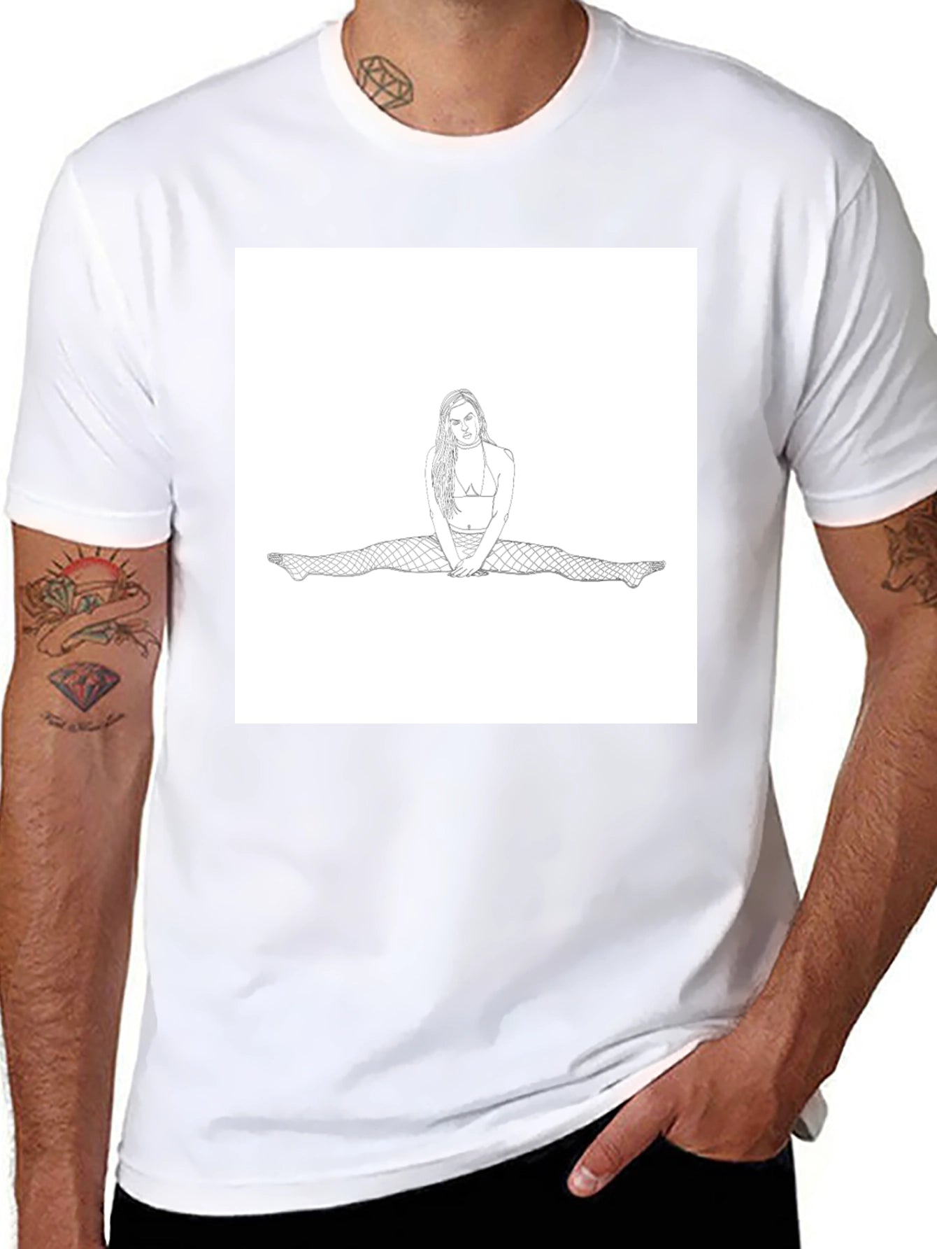 Unique Graphic Tee: Woman Doing Splits